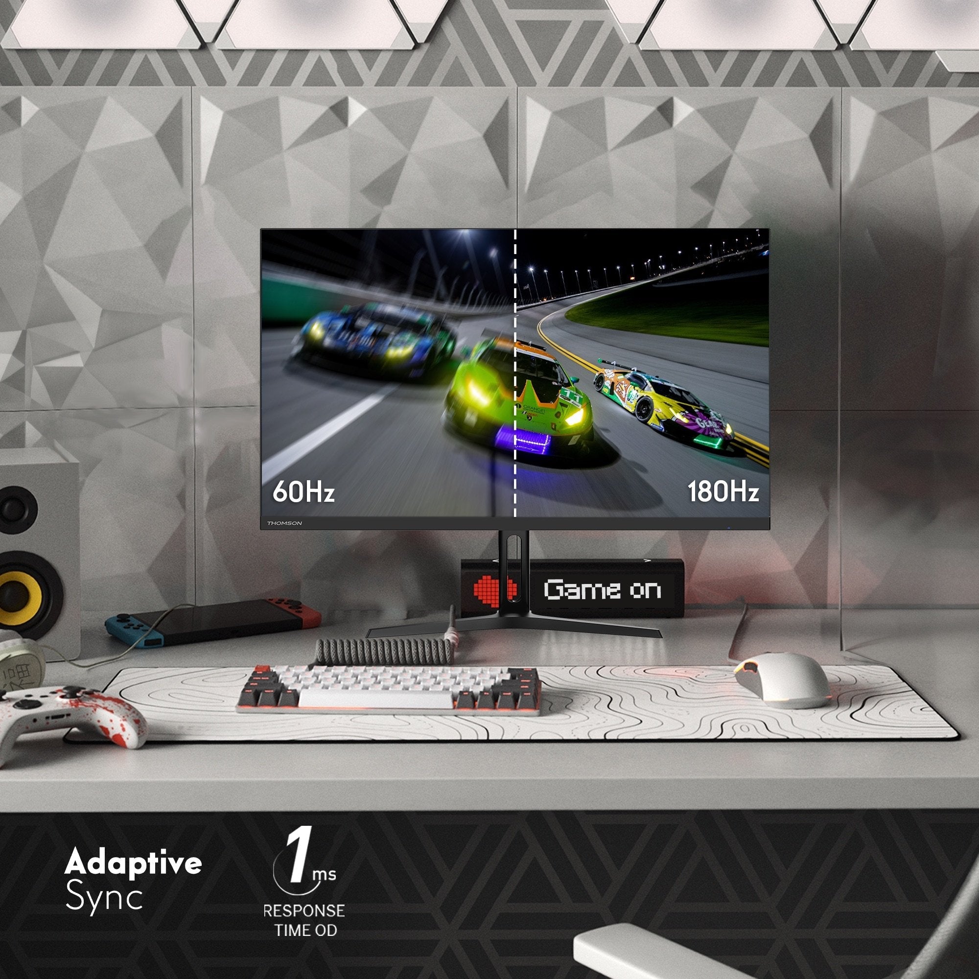 Monitor Thomson Gaming 24"Fhd 1920x1080 180hz 1ms 2*Hdmi/1*Dp Negro