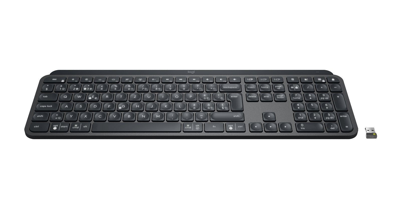 Teclado Suizo Logitech Mx Keys Retroiluminación Bluetooth 2.4 Ghz Qwerty Grafito