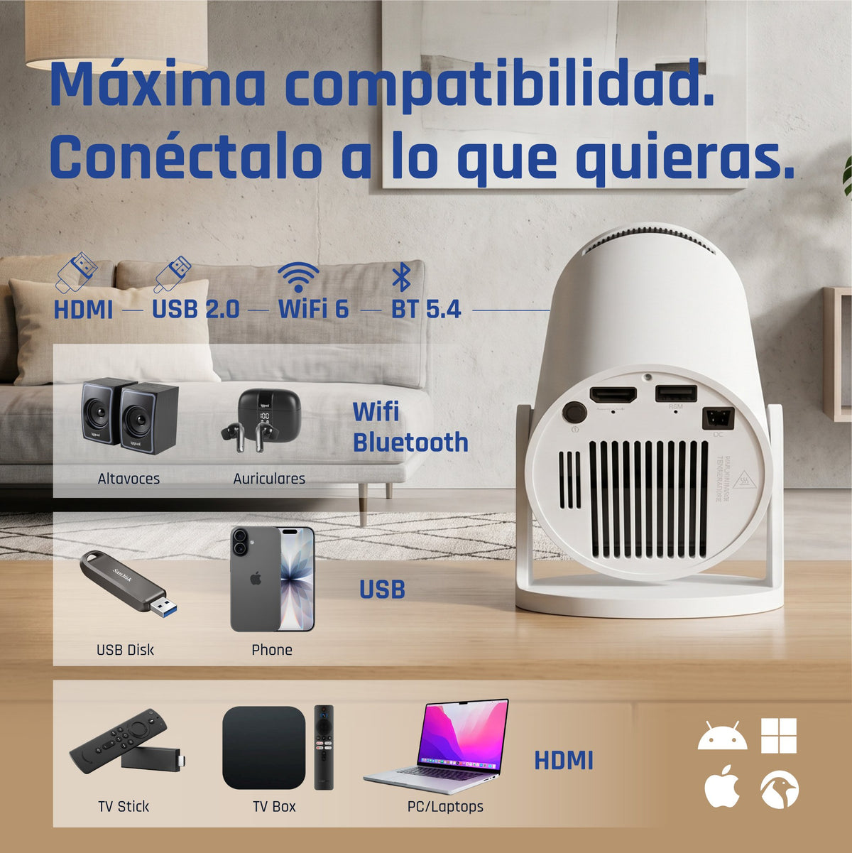 EAN 2528112316195 - iggual MP720p + ECO-COST 100" 120 lúmenes ANSI 720p (1280x720) Blanco imagen 8