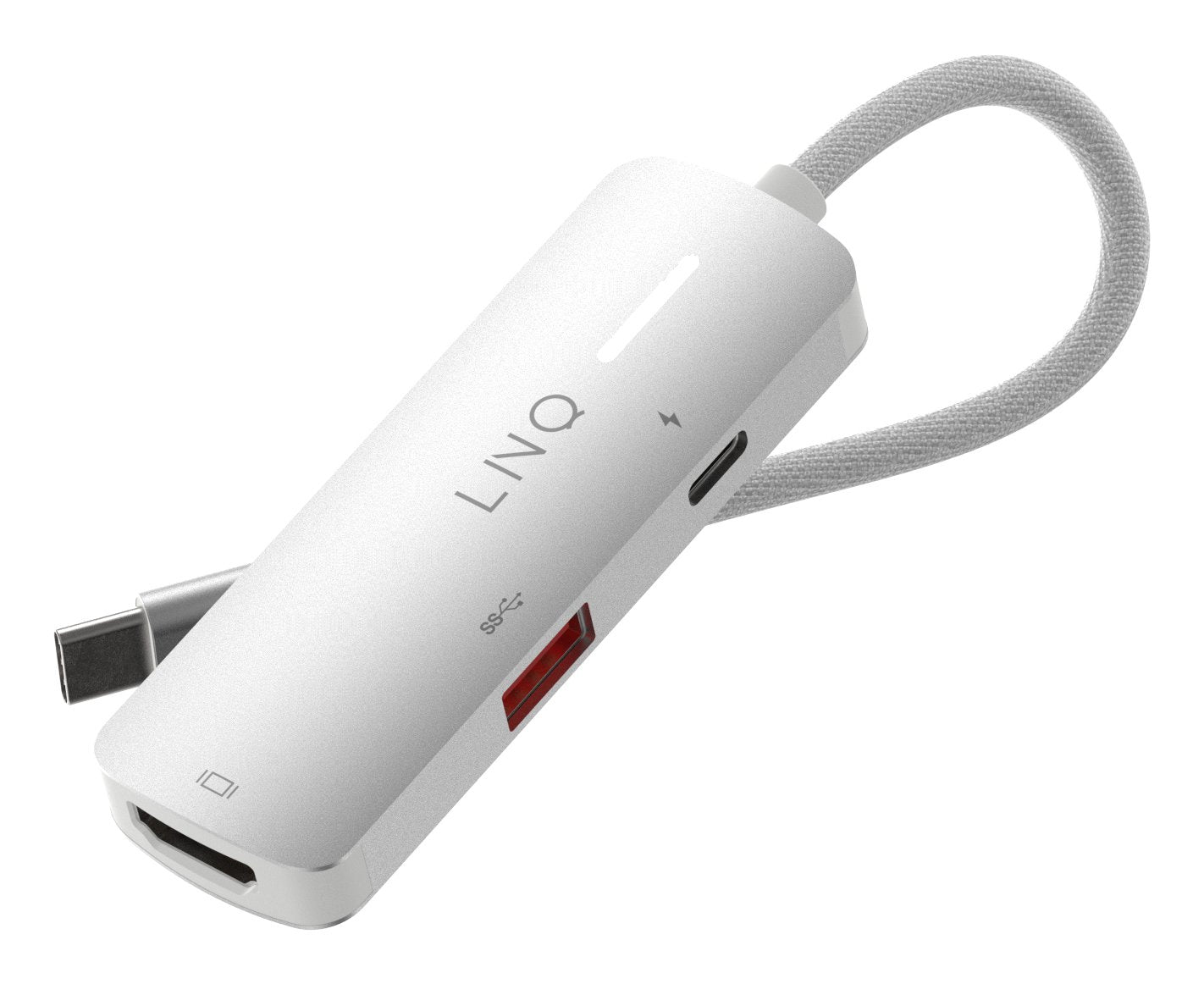 Adaptador 3 Puertos Usb-C Gris Linq Usb-C/ 1xusb3.2, 1xhdmi, 1xusb-C Pd Hasta 140w