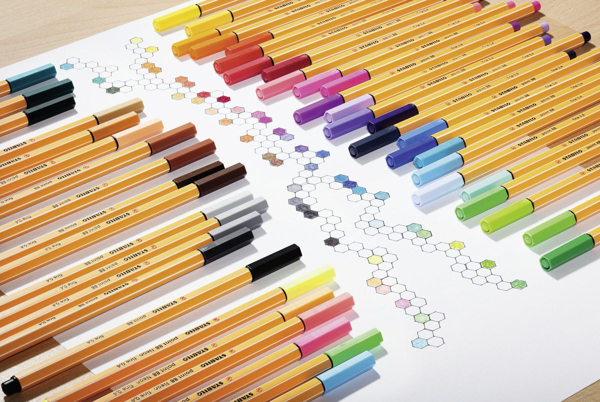 Stabilo Point 88 Pack De 30 Rotulador De Punta Fina De Fibra - Trazo De 0.4mm. - Tinta Con Base De Agua - Apto Para Reglas Y Plantillas - Colores Surtidos