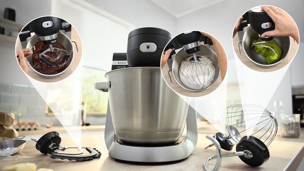 Robot De Cocina  Bosch Home Mums6zs13d Negro/Acero Inoxidable, 1.600 Vatios, Báscula Integrada, Temporizador Mums6zs13d