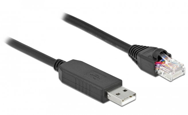 Delock Serielles Anschlusscable Mit Ftdi Chipsatz, Usb 2.0 Typ-A Stecker Zu Rs-232 Rj45 Stecker 50 Cm Schwarz