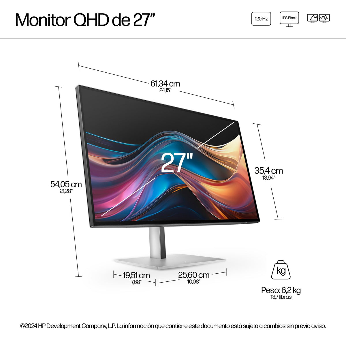 EAN 5715063476383 - HP Series 7 Pro 27 inch QHD Monitor - 727pq pantalla para PC 68,6 cm (27") 2560 x 1440 Pixeles Quad HD LC imagen 6