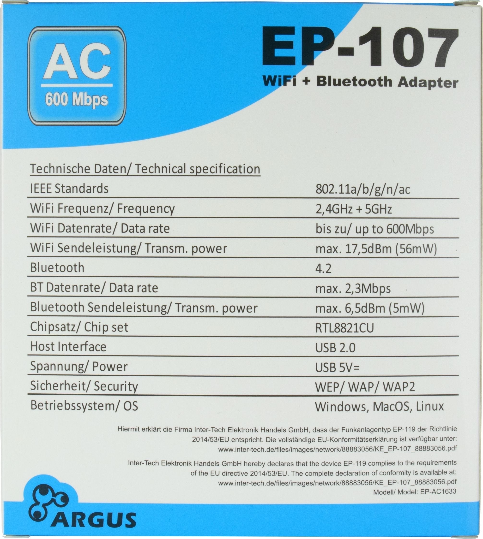 EAN 4260455648837 - Inter-Tech 88883056 adaptador y tarjeta de red WLAN / Bluetooth 600 Mbit/s imagen 3