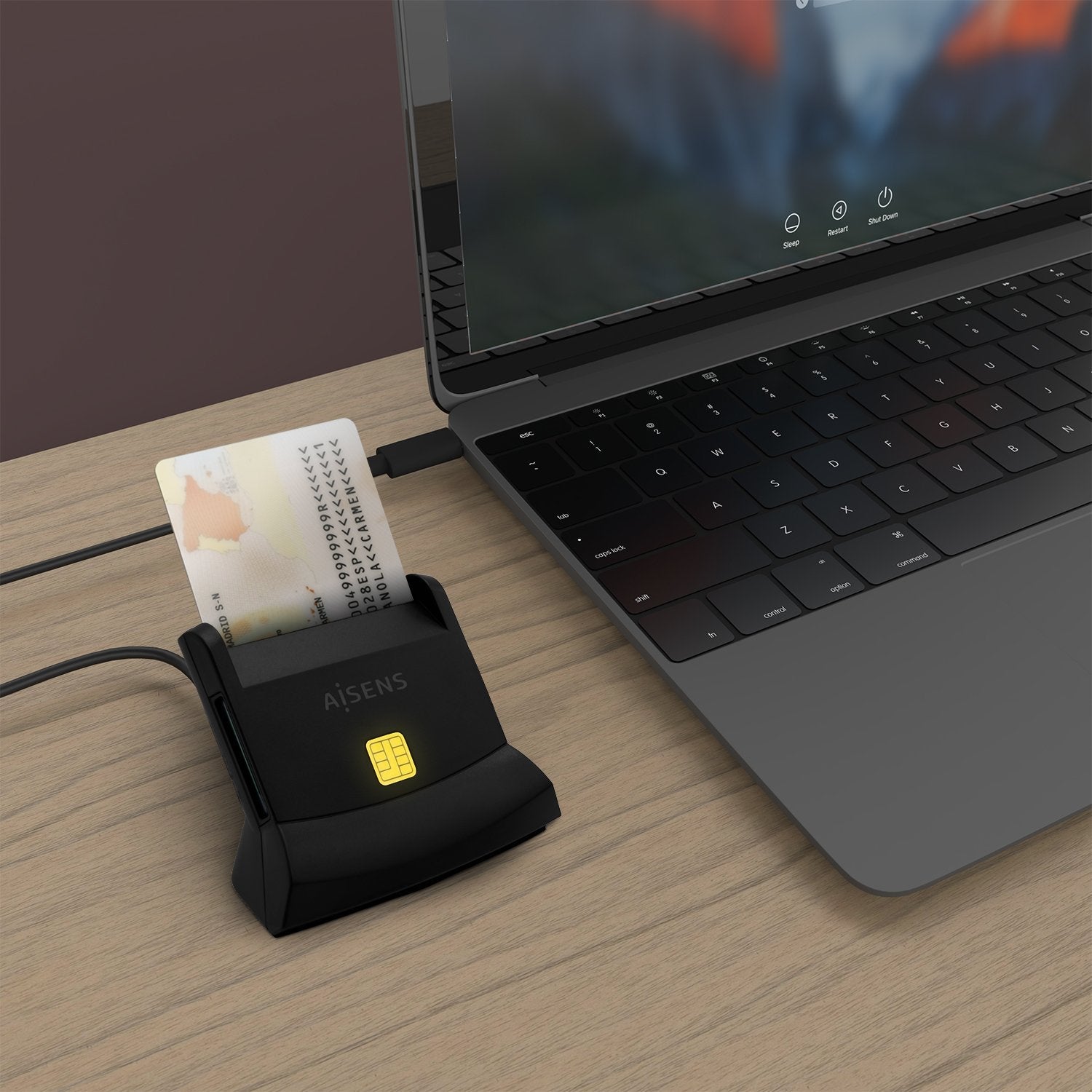 Aisens Lector De Tarjetas Inteligente Dni Con Lector Sim, Sd, Mirosd, Mmc, Rs-Mmc, Mmc Micro, Usb-C, Negro