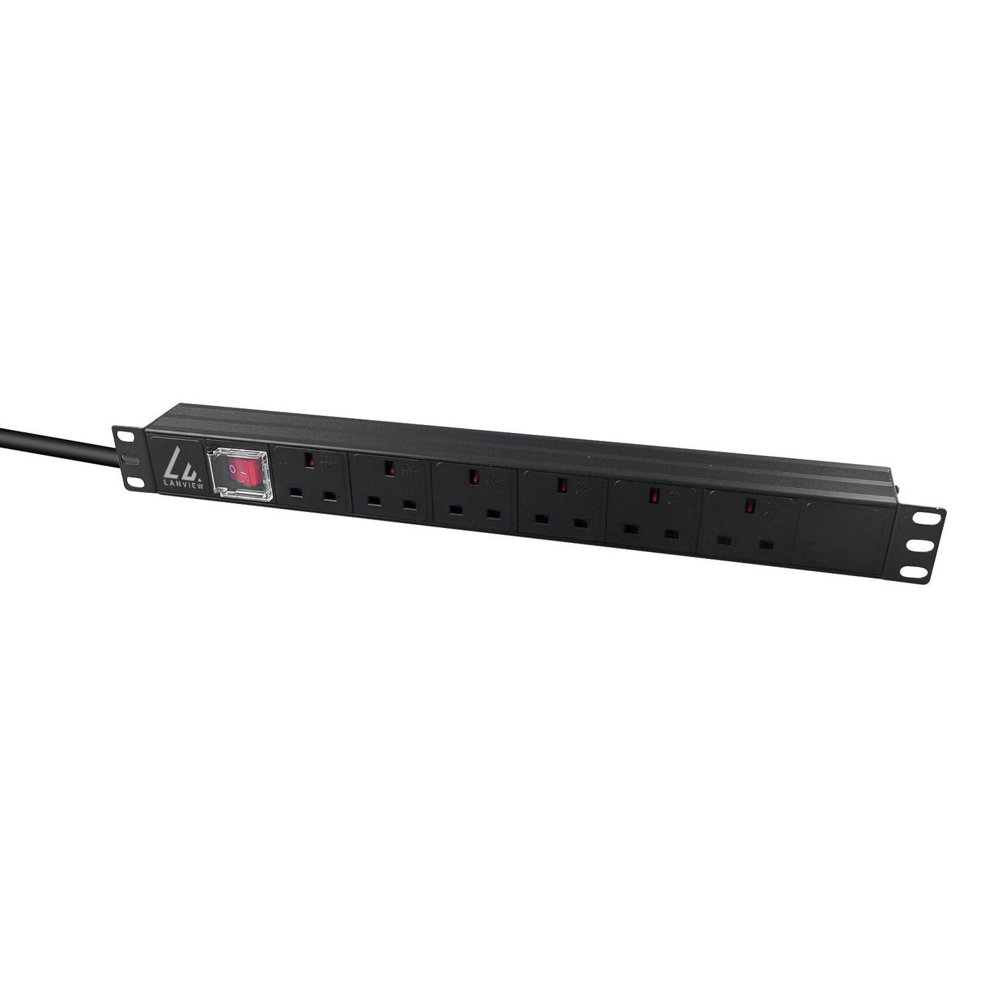 Uk Rack Mount Power Strip - 19, 1,4u, 13a With 6 X Uk - Socket And 3m Cable With Uk Plug - Warranty: 300m