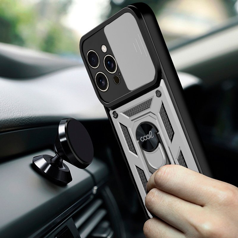 Funda Cool Iphone 16 Pro Max Hard Ring Plata