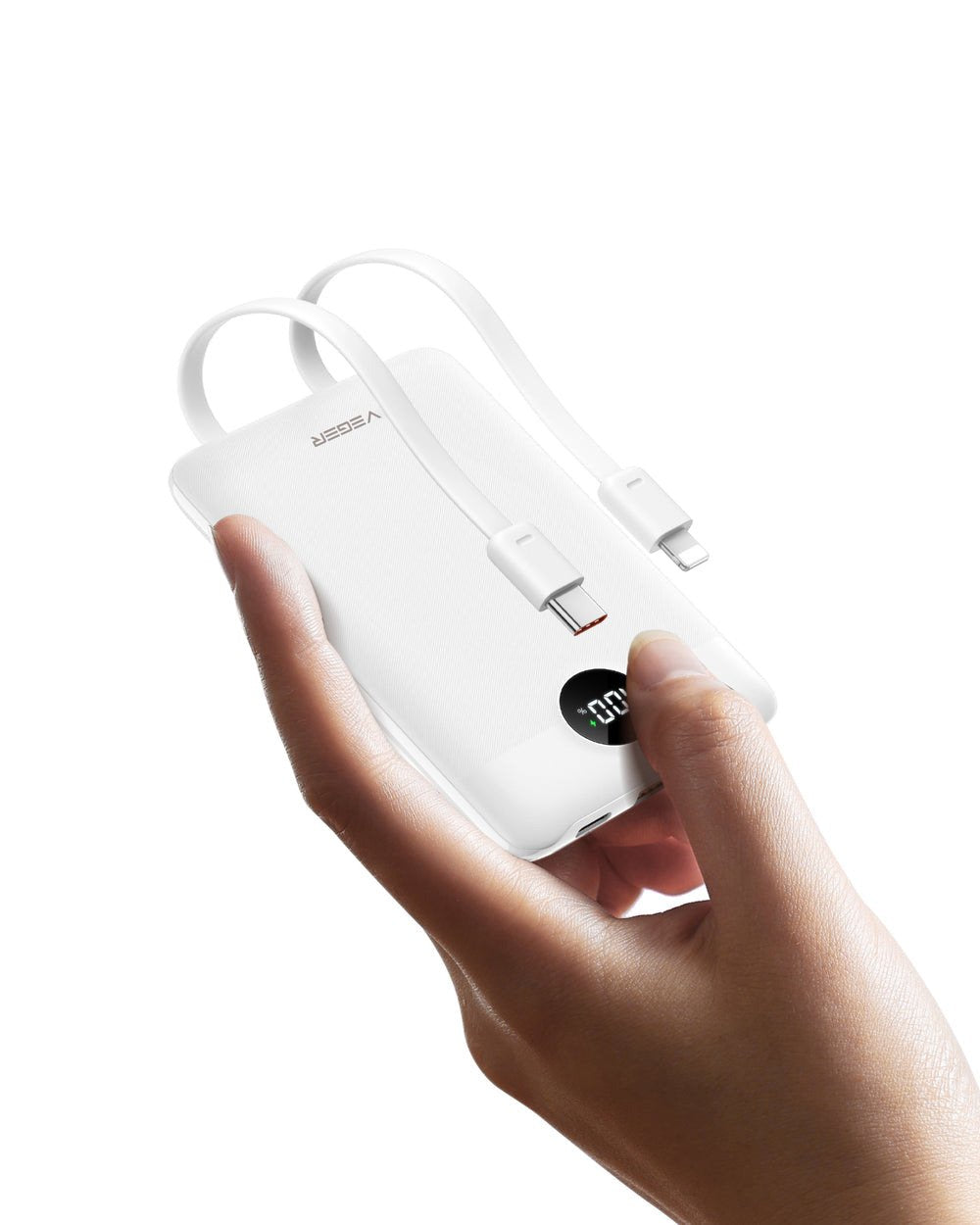 Cargador Powerbank Veger C11 10000mah Small 22w Vg-W1170-W With Cables White