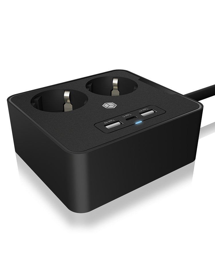 EAN 4250078172727 - ICY BOX IB-MPS2220B-CH base múltiple 1,9 m 2 salidas AC Interior Negro imagen 3