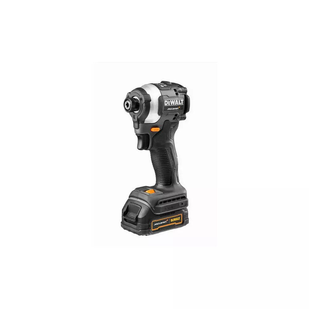 Llave De Impacto A Batería Dewalt Dcf85me2gt, 18 Voltios, 1/4", En Diseño Mclaren Gris/Negro, 2 Baterías Powerstack Li-Ion De 1,7 Ah, En Caja T Stak