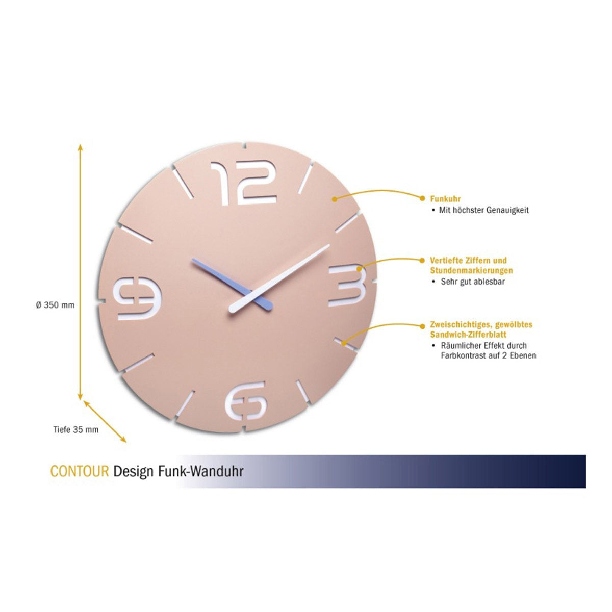 Tfa 60.3536.16 Radio Reloj De Pared 35 Cm X 3.5 Rosa