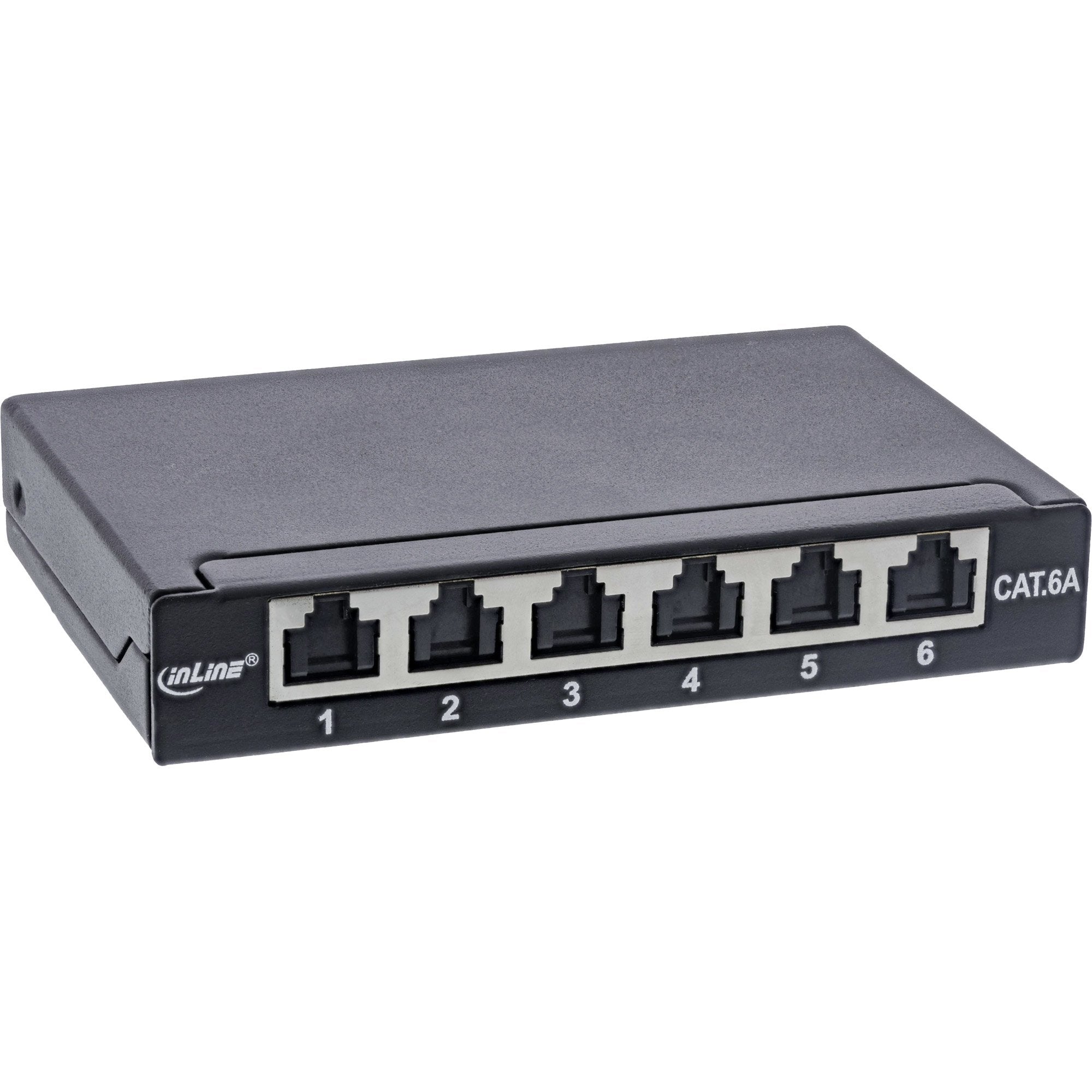 Inline® Patch Panel Cat.6a 0.5u 6-Port, For Table/Wall/Rail, With Dust Projoection, Negro