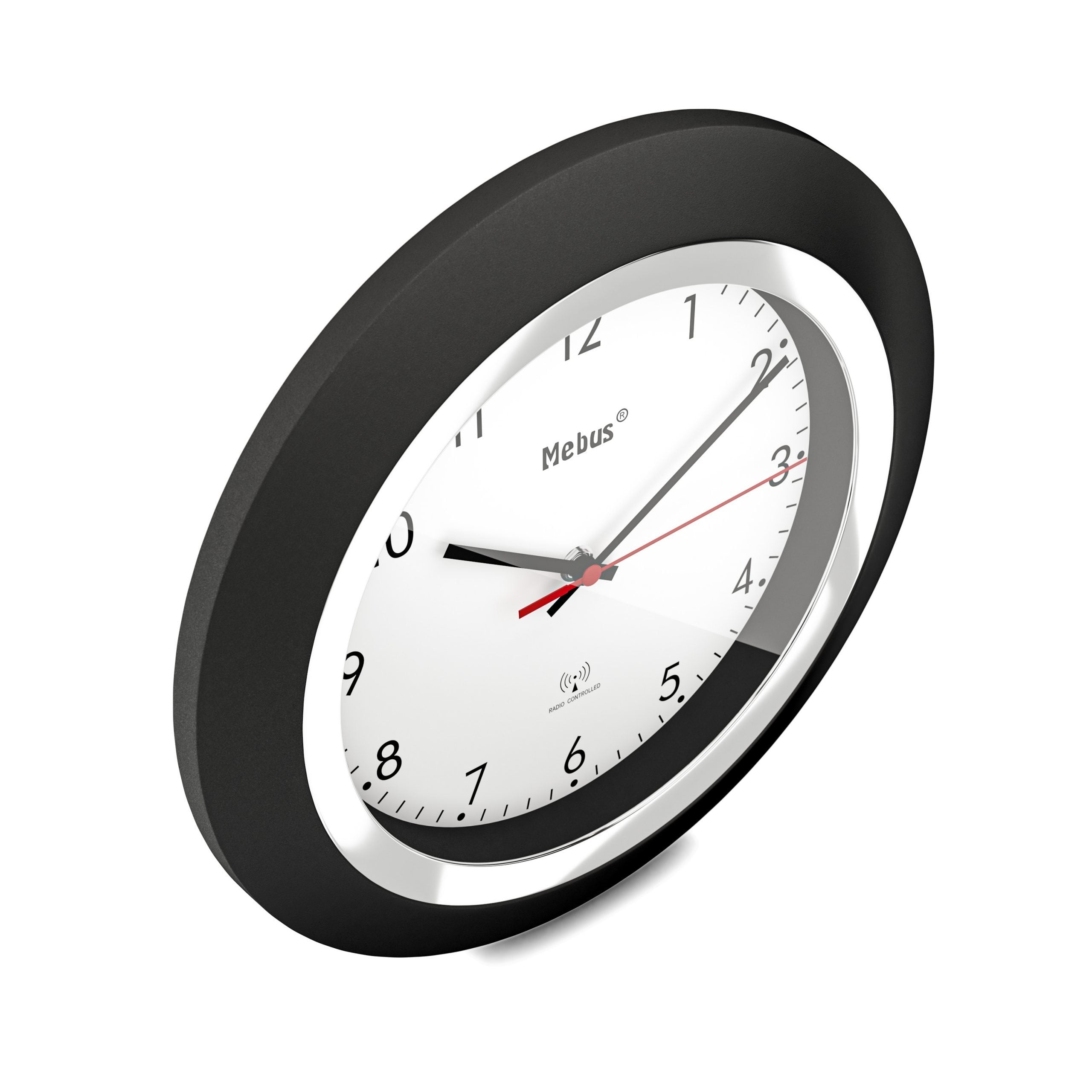 Mebus 19451 Reloj De Pared Reloj De Pared Digital Alrededor Negro, Blanco