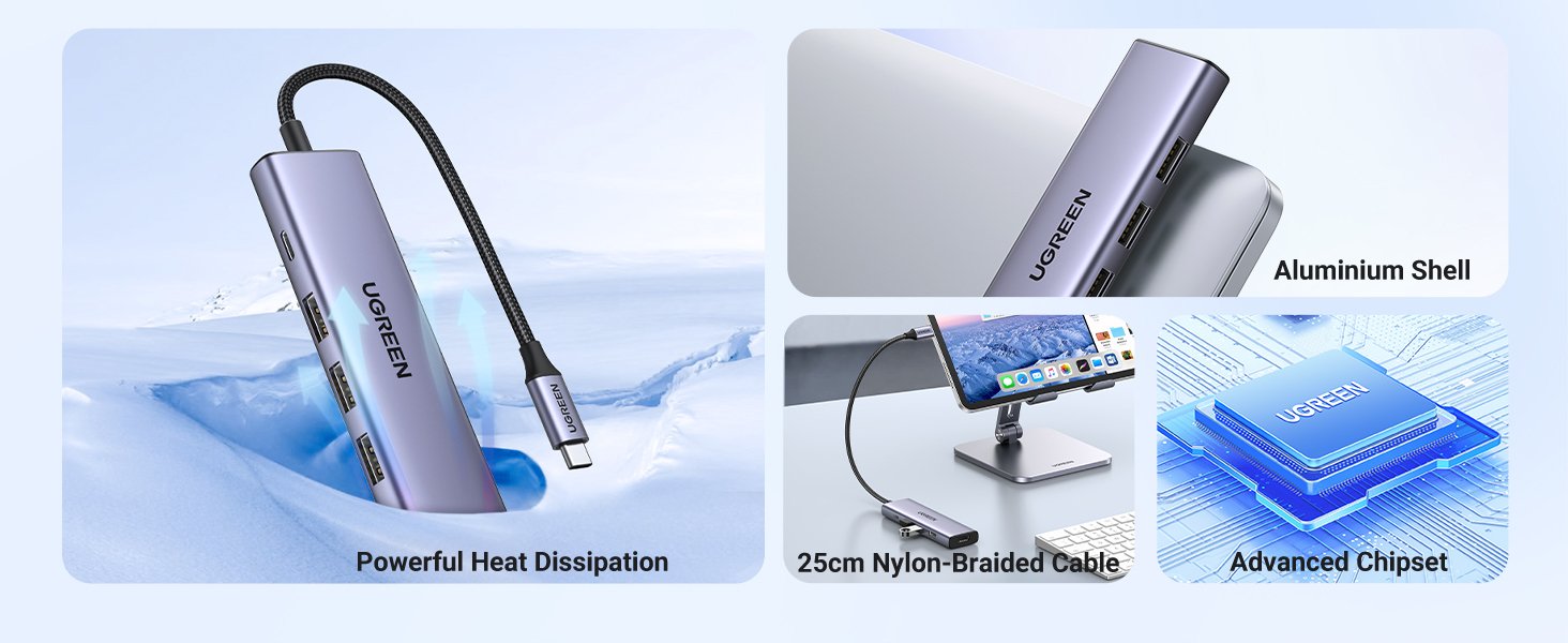 Hub Ugreen 5in1 Usbc To Hdmi+3*Usb 3.0 A+Pd