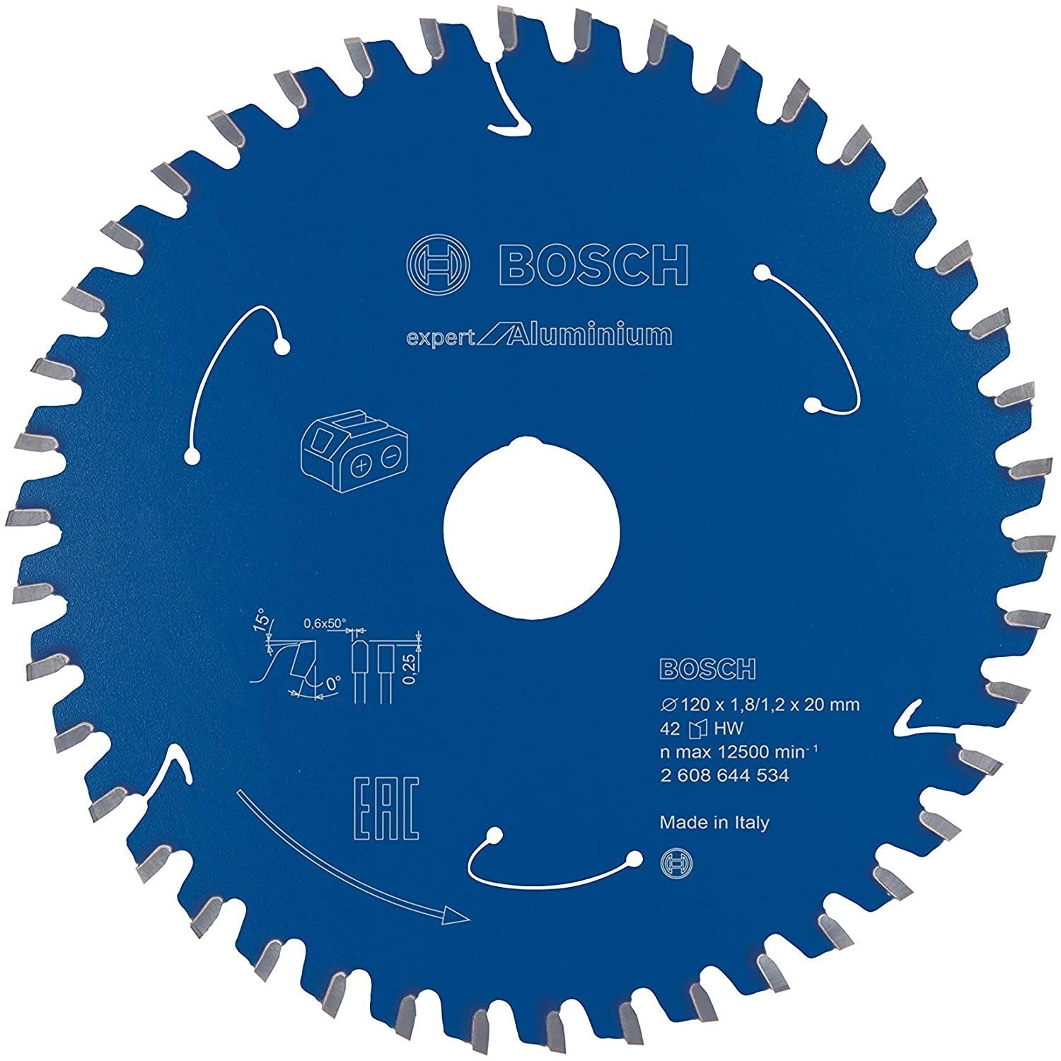Hoja De Sierra Circular Bosch Expert Para Aluminio, Ø 120mm, 42t (Diámetro 20 Mm, Para Sierras Inalámbricas) 2608644534