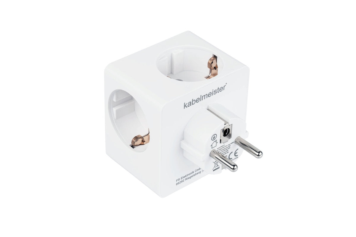 Enchufe Cubo Good Connections Kabelmeister  De 3 Vías, 2x Usb, Regleta Blanca, 1x Usb-C Pd 3.0 20w, 1x Usb-A 18w Sw01-W