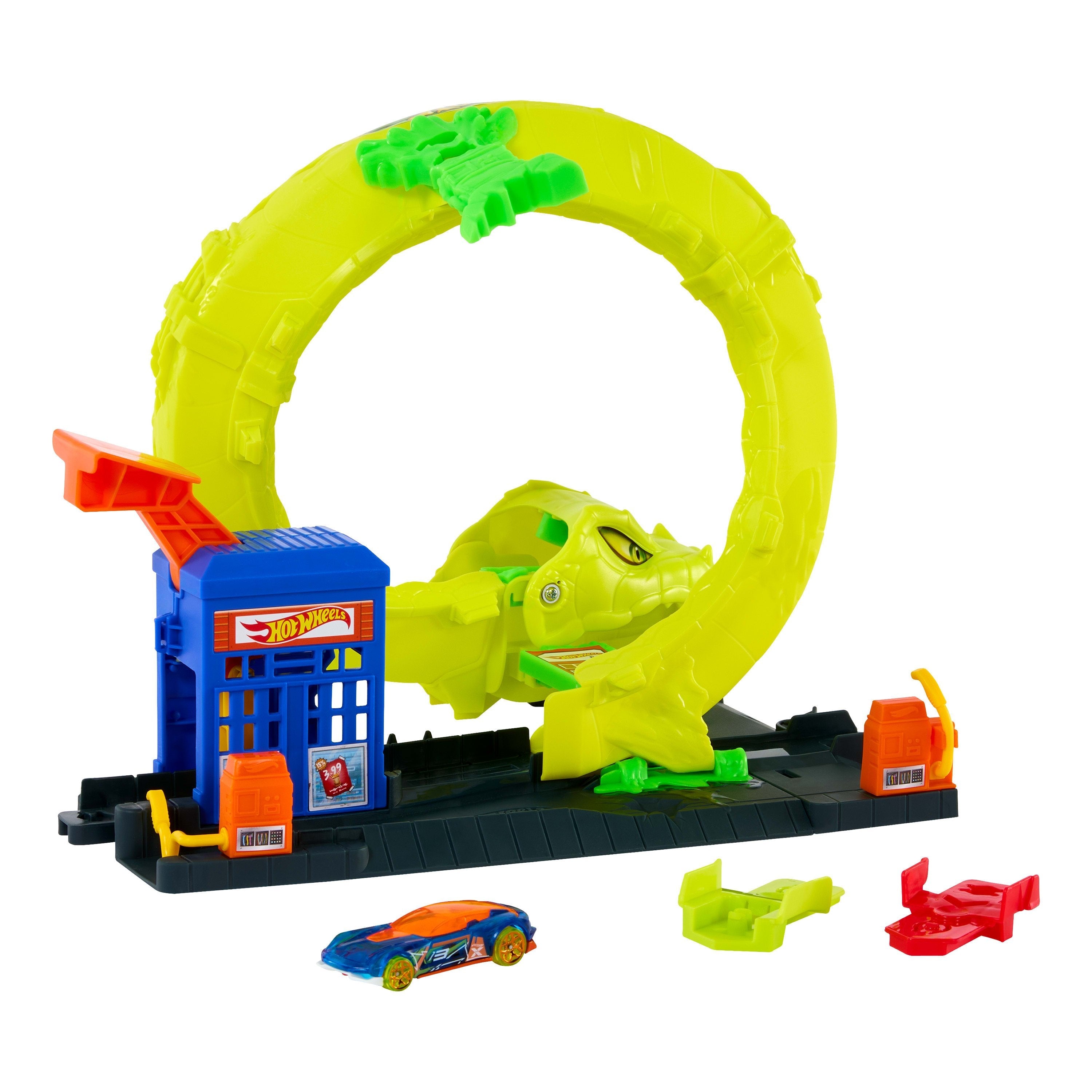 Juego De Ataque De Espiral De Serpientes De Ruedas Calientes Con El Auto De Juguete, Pista De Carreras, Jbm63