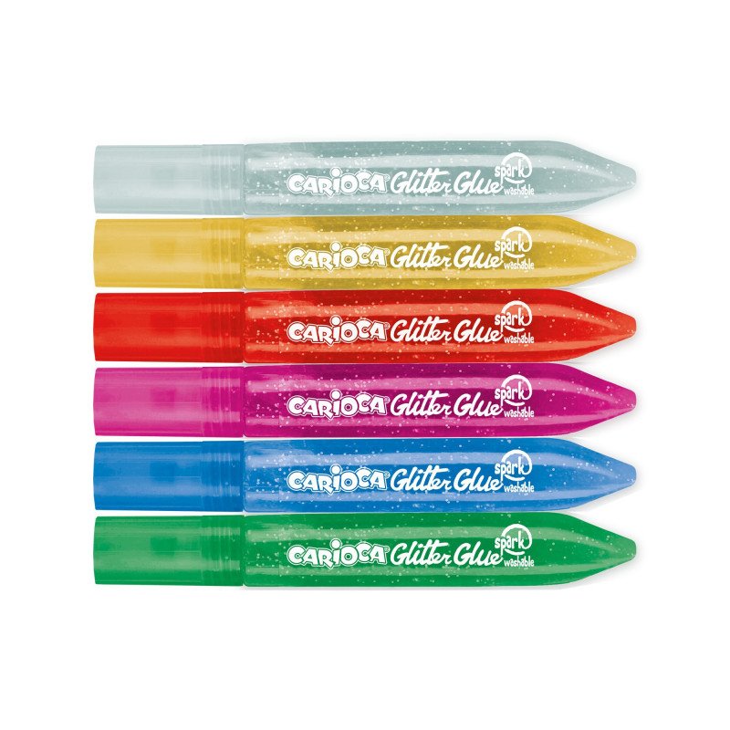 Carioca Glitter Glue Base Blister De 6 Tubitos De Cola De Color - Efecto Glitter - Aplicacion Directa - Secado En 30
