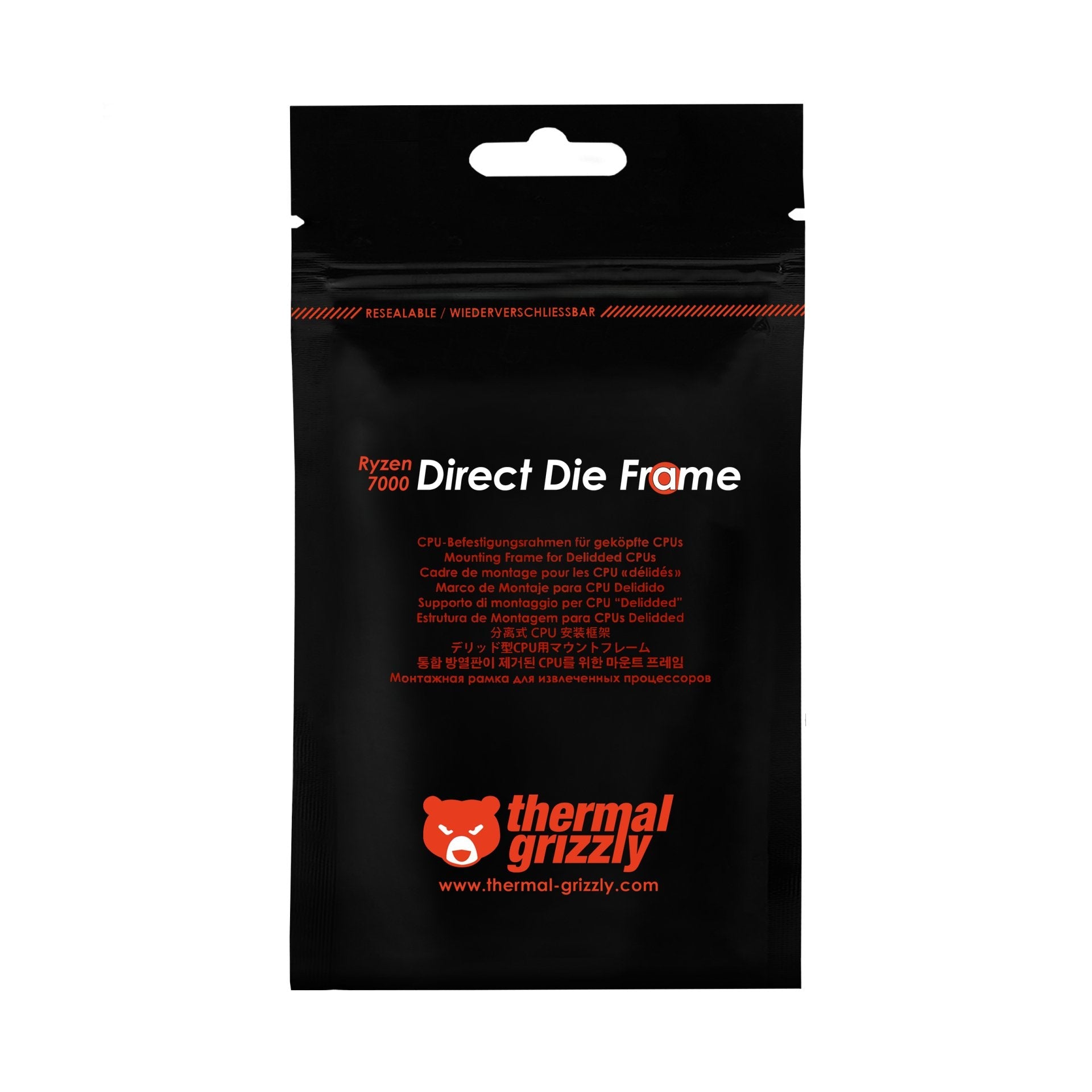 Thermal Grizzly Amd Ryzen 7000 Direct Die Frame, Montaje/Montaje Negro, Para Amd Am5 Tg-Ddf-R7000-R