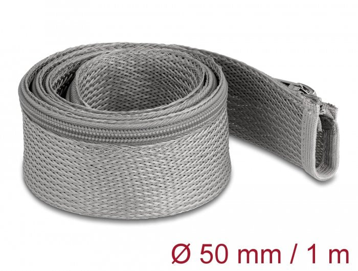 Geflechtschlauch Mit Reissverschluss Hitzebeständig 1 M X 50 Mm Grau