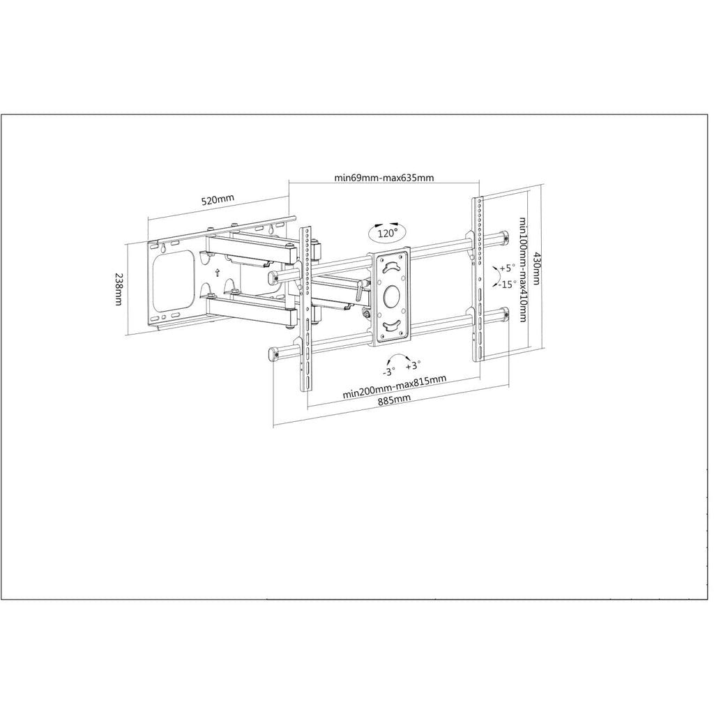 Soporte Para Tv, De Pared, Movimiento Articulado, Pantallas Curvas O Planas De 37" A 90" De Máximo 75 Kg