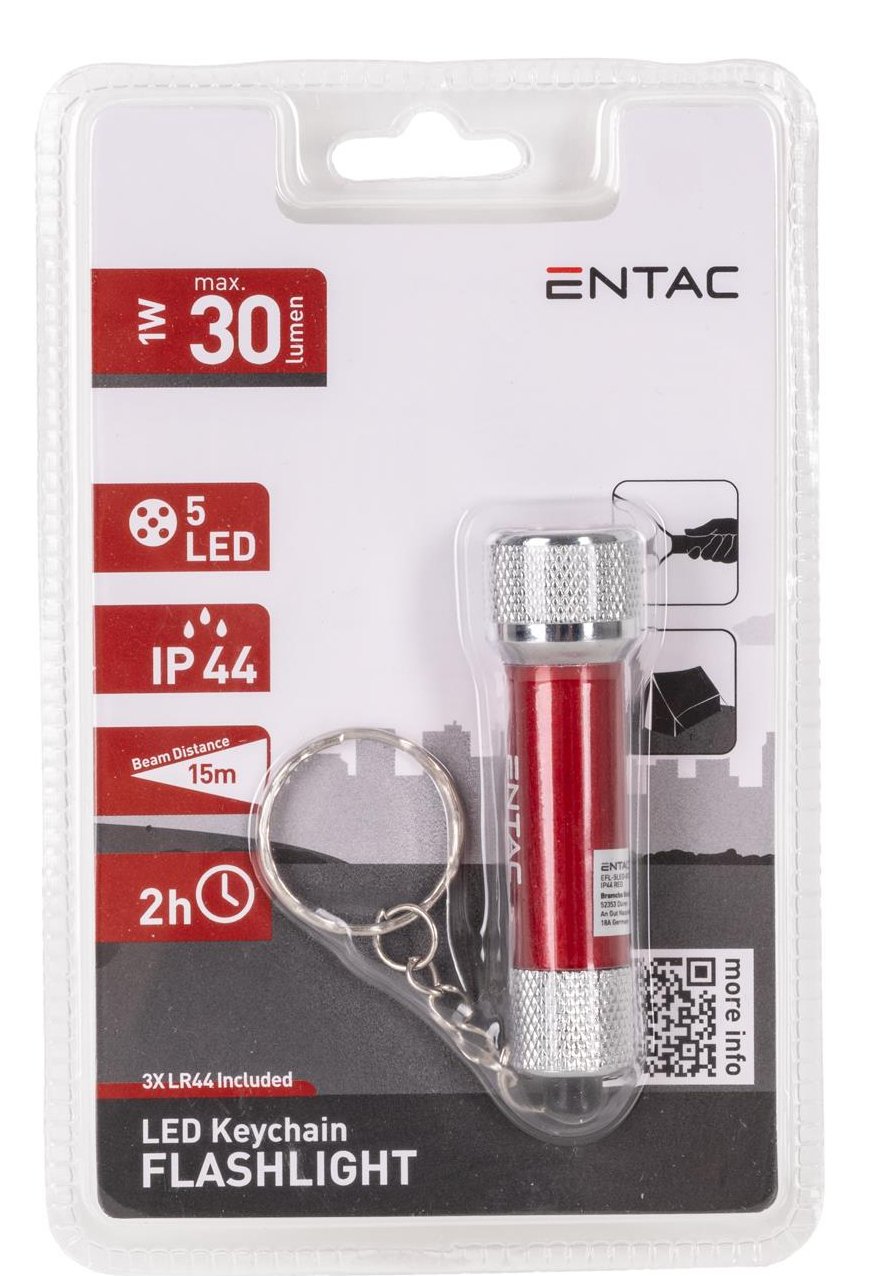 Entac Taschenlampe 5led Schlüsselanhänger Rot