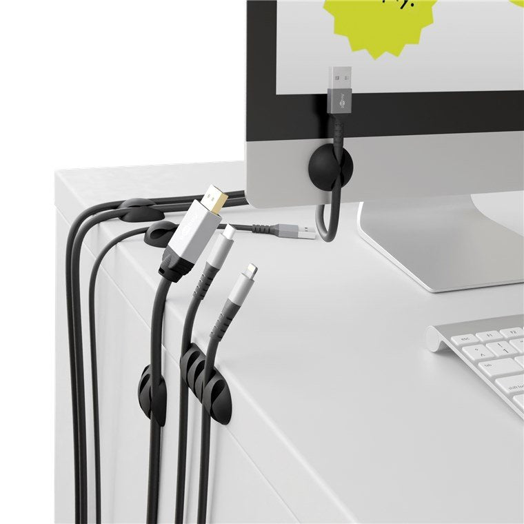 Goobay 70683 Organizador De Cables Clip Para Cable Escritorio/Pared Negro 5 Pieza(S)