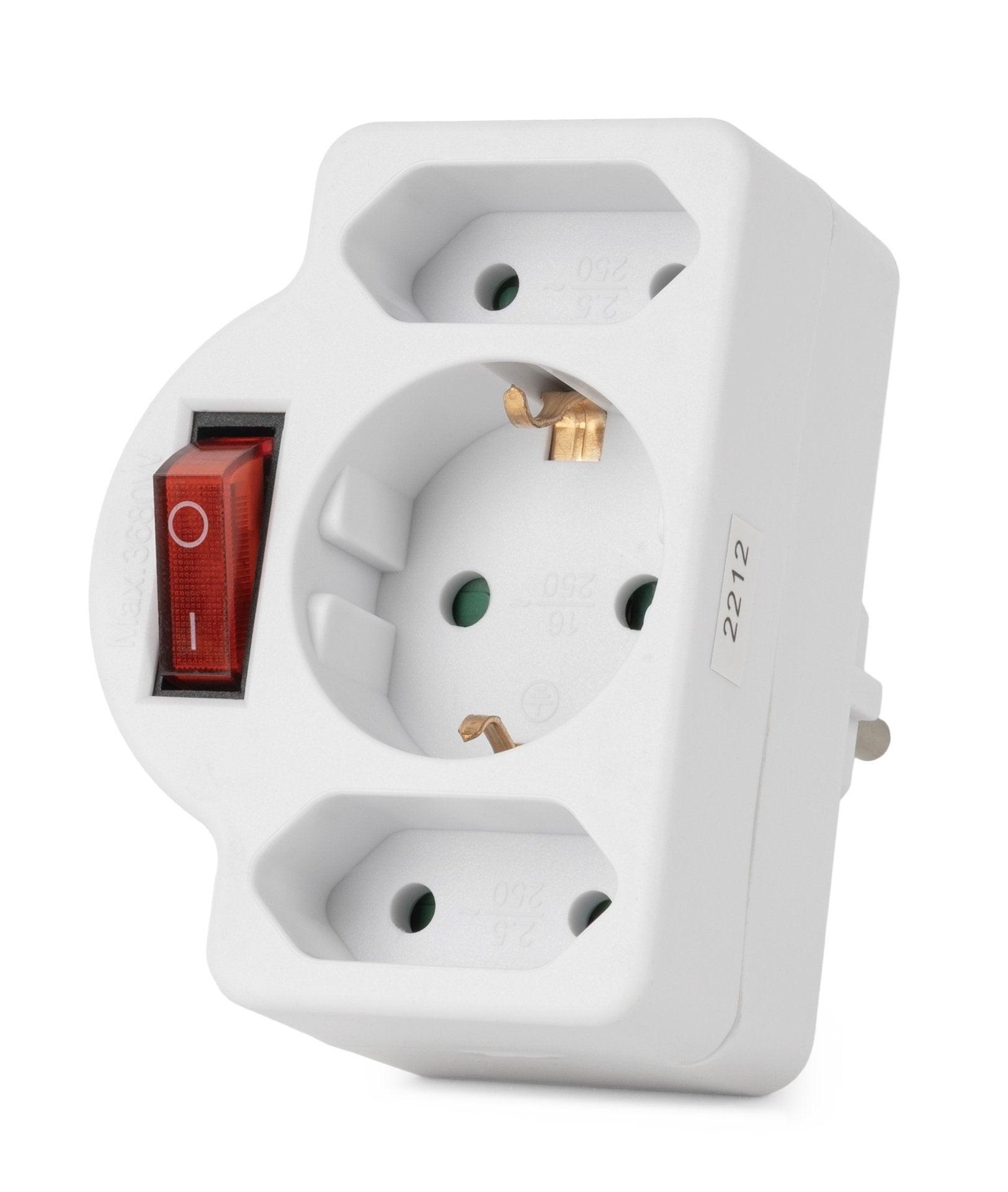Entac Meckdosenadaptador 2x Euro 1x Schukon Schalter Blanco