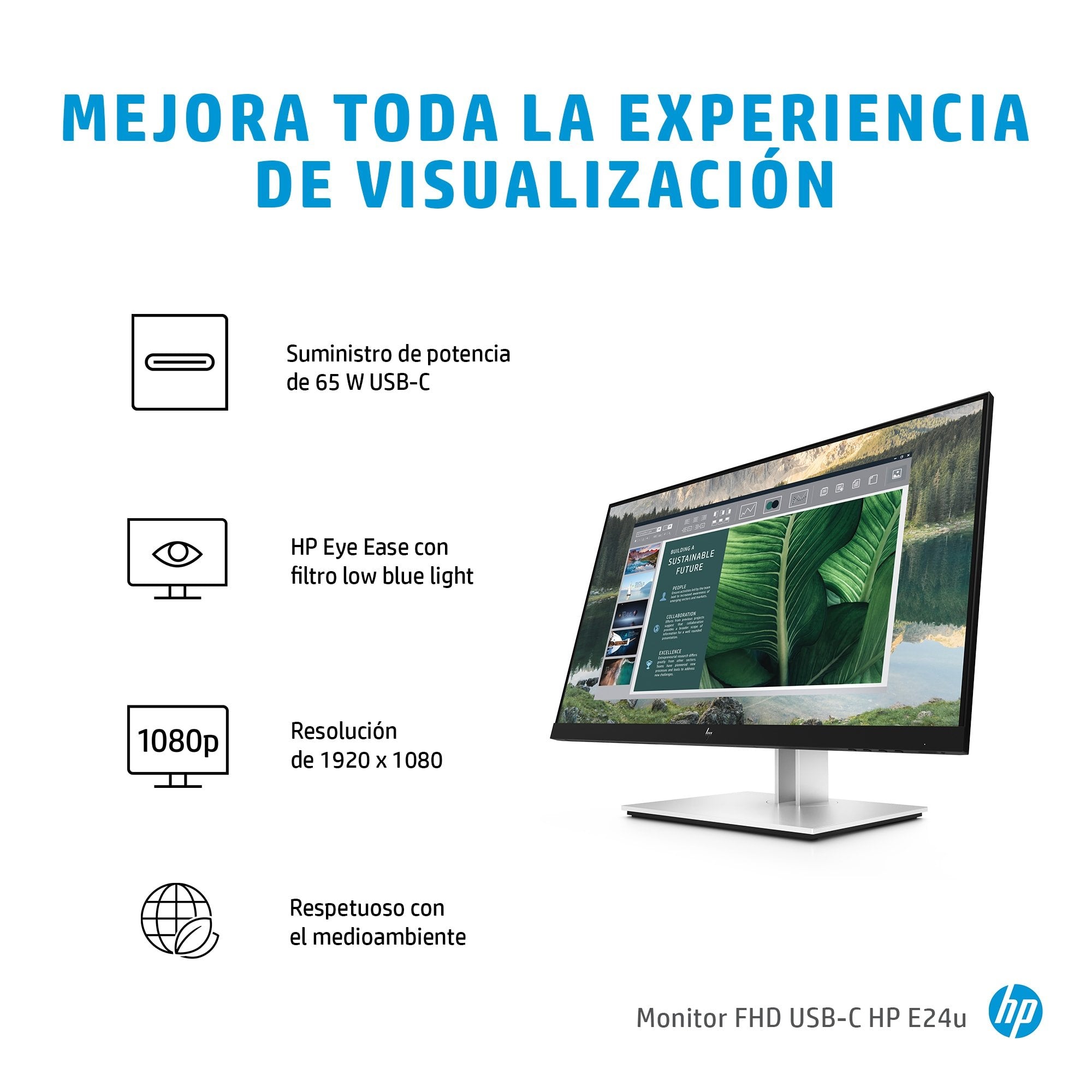 Monitor Hp E24u G4 23.8" Ips Fhd 16:9 1000:1 250cd/M2 5ms Hdmi Dp Usb-C Usb Hub
