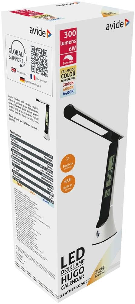 Avide Led Tischleuchte Hugo Negro-Blanco 6w Kalendar