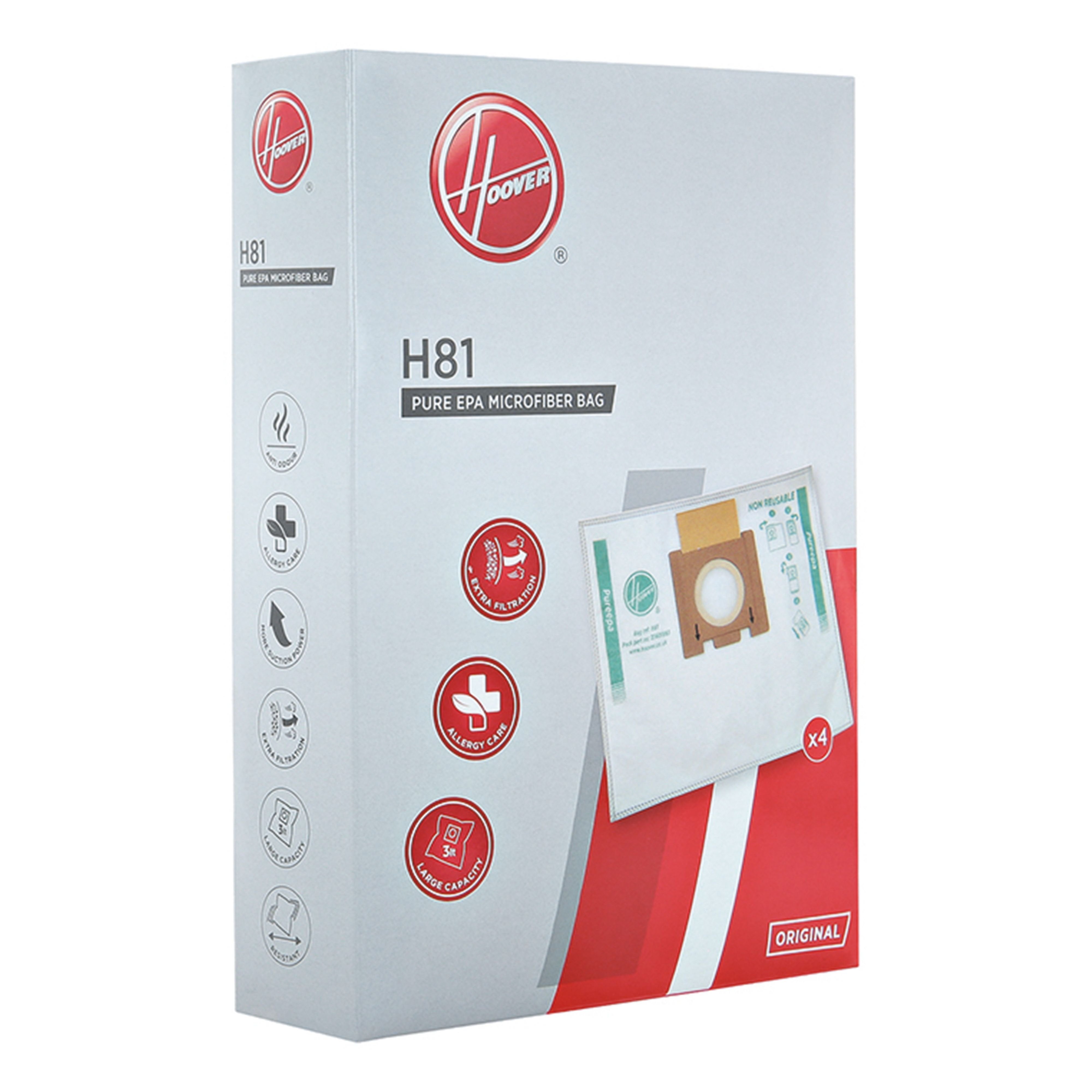 Bolsa Pure Hepa Hoover H81 Para Aspirador Telios Extra 4 Unidades