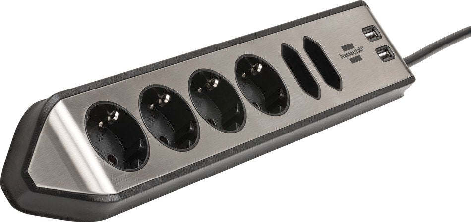 Brennenstuhl Estilo Cable De Extensión De Esquina De 6 Vías Negro
