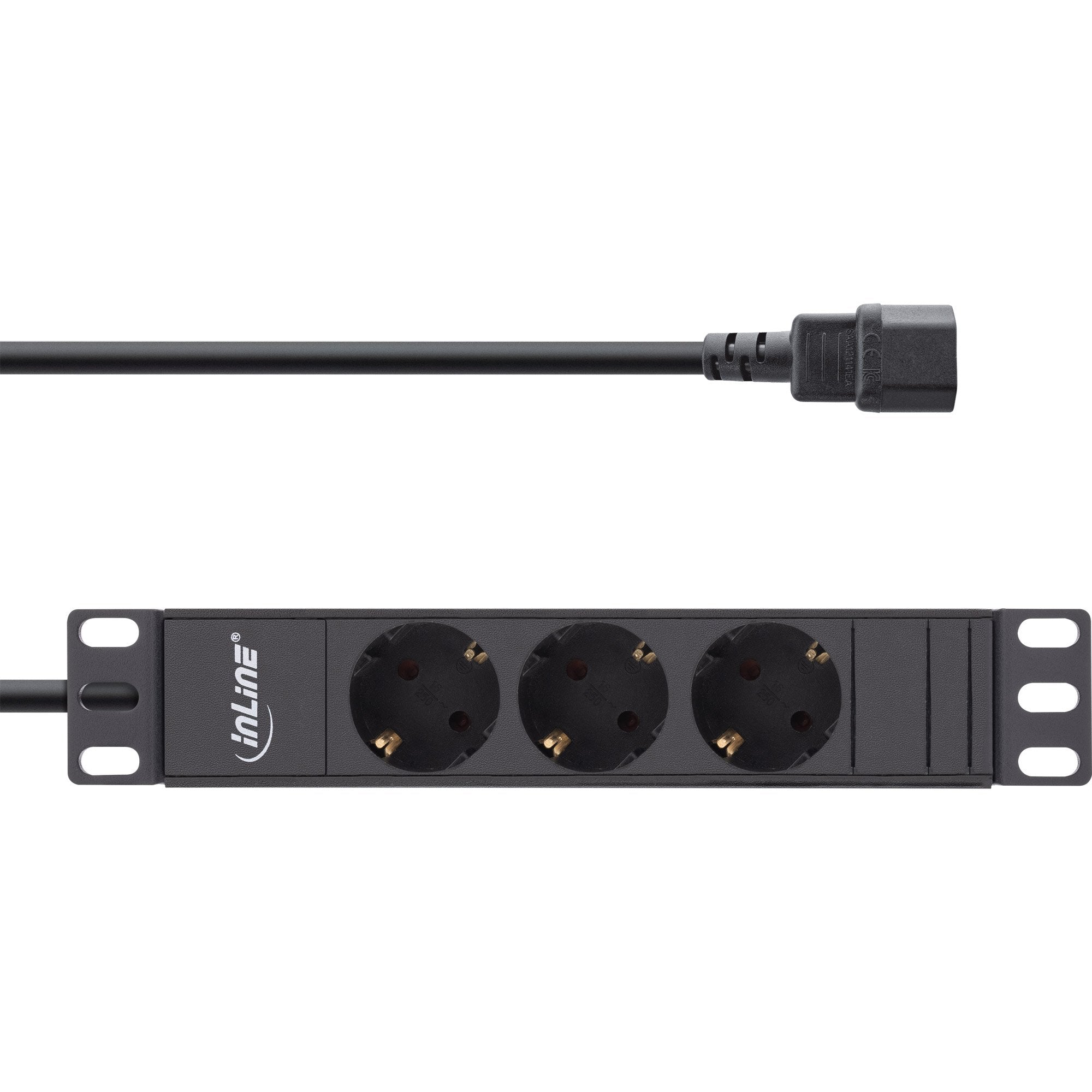Regleta Inline De 10", Contacto De Protección De 3 Vías, Conexión C14, Sin Interruptor