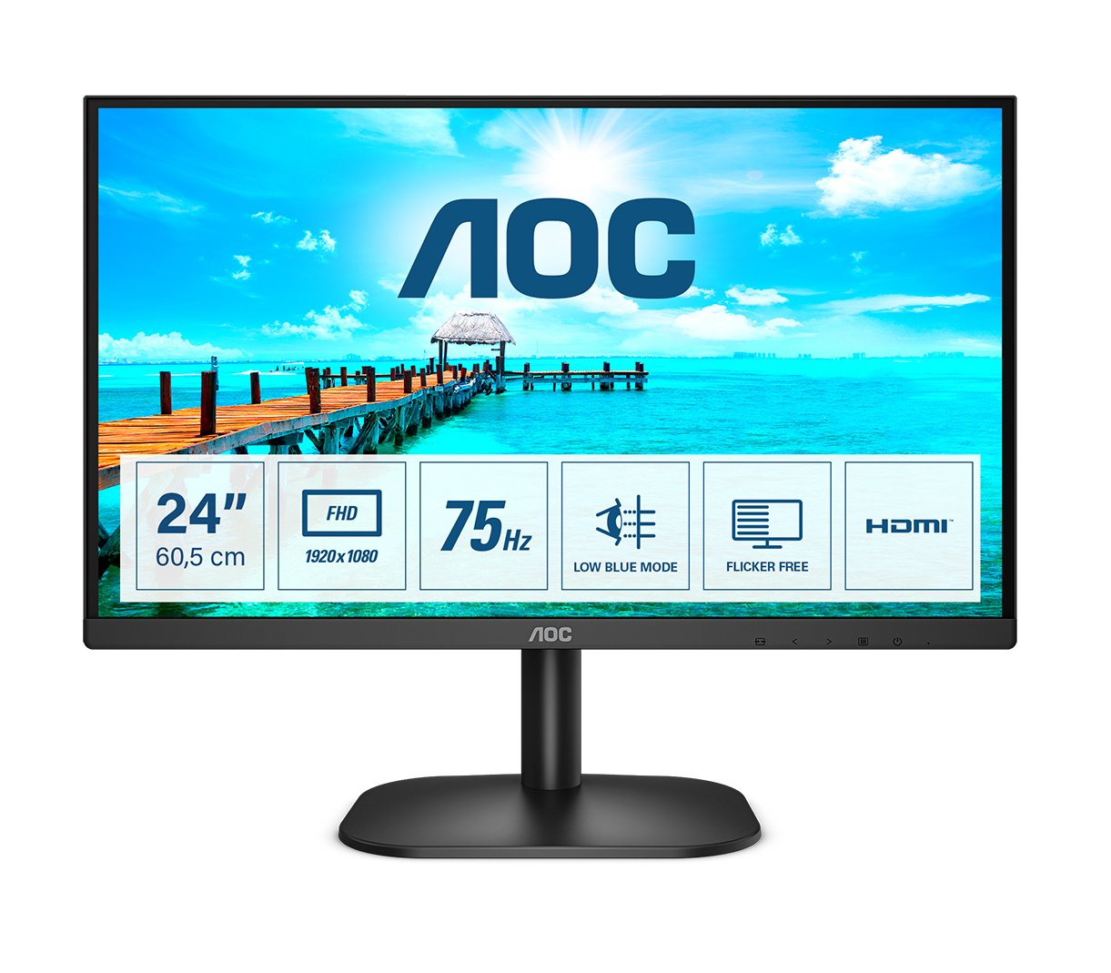Monitor Aoc 24b2xhm2 23.8' Fhd 4 Ms Hdmi Vga  Negro