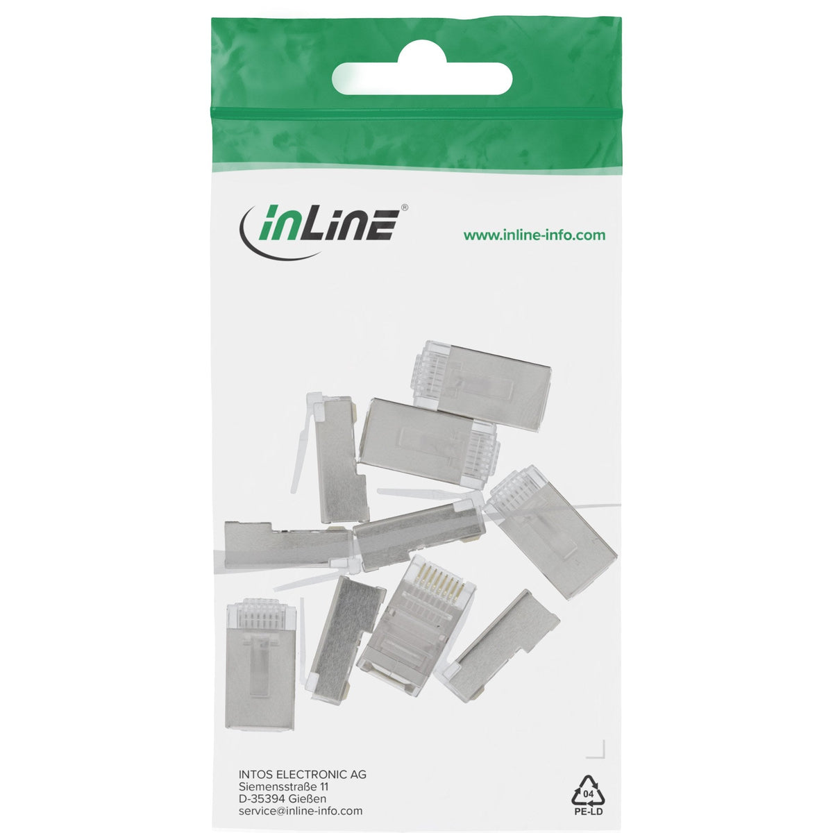 Inline 10 Uds. Pack Conectores 8p8c Rj45 Macho Apantallados Para Cables Redondos