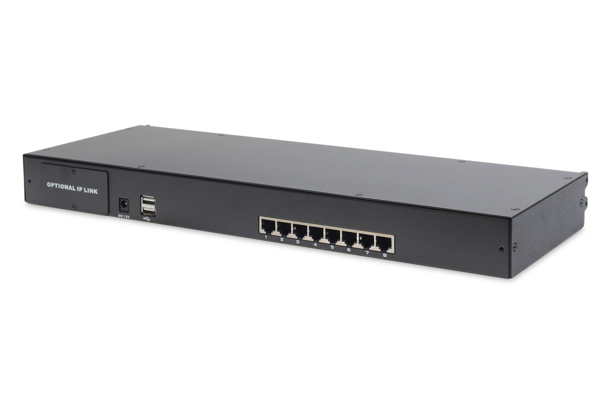 Kvm Modulare Konsole Mit 17" Tft (43,2cm), 8 Port Cat.5 Kvm & Touchpad, Ch Tastatur Ral 9005 - Schwarz Digitus Professional
