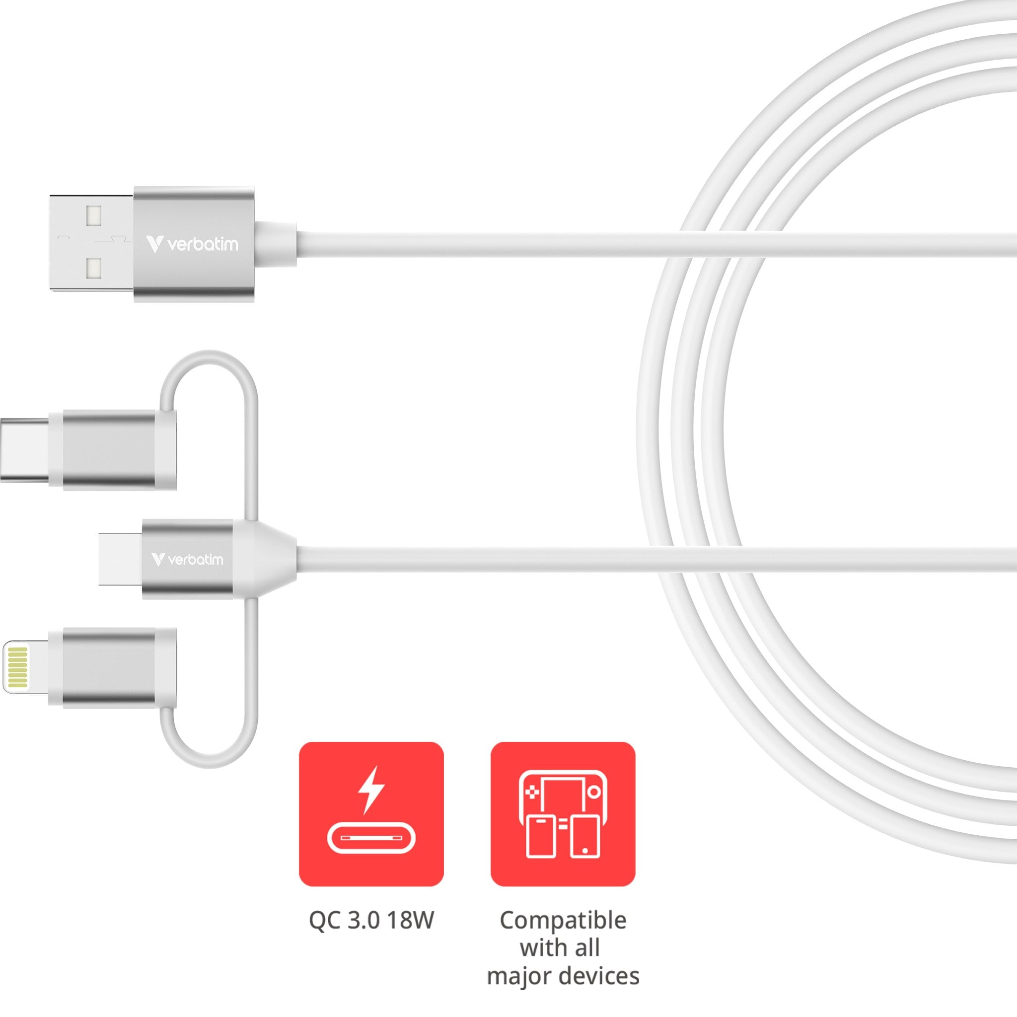 Verbatim Usb-Kabel Essentials, 3in1, Usb 2.0, Usb-A/Usb-B/C
