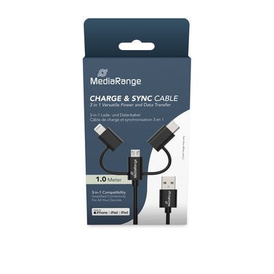 Mediarange 3-In-1 Cable, Micro Usb, Usb-C Und Lightning, Sw
