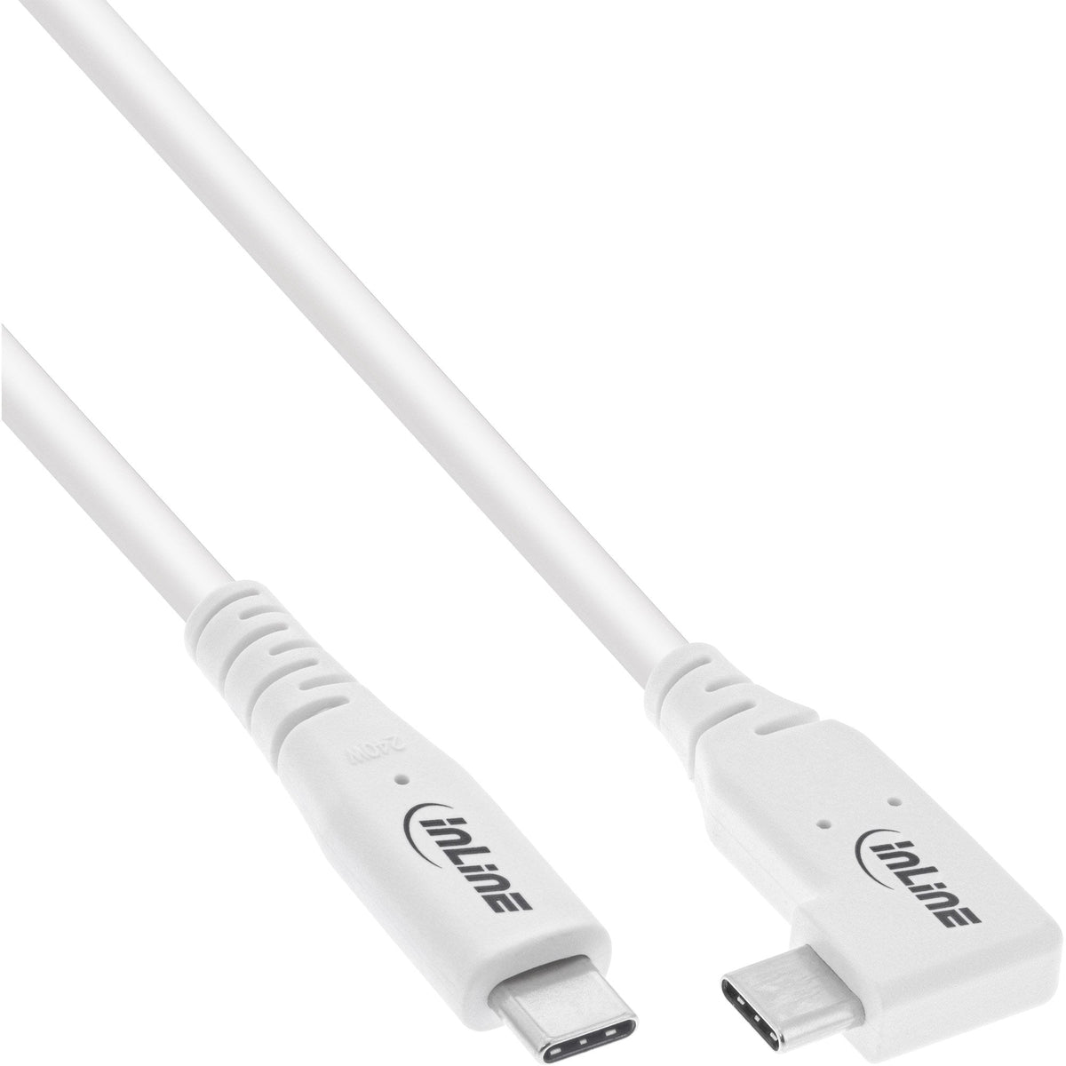 Inline Usb4 Cable, Usb Type-C, One Side Angled, Pd 240w, 8k60hz, Tpe White, 1m