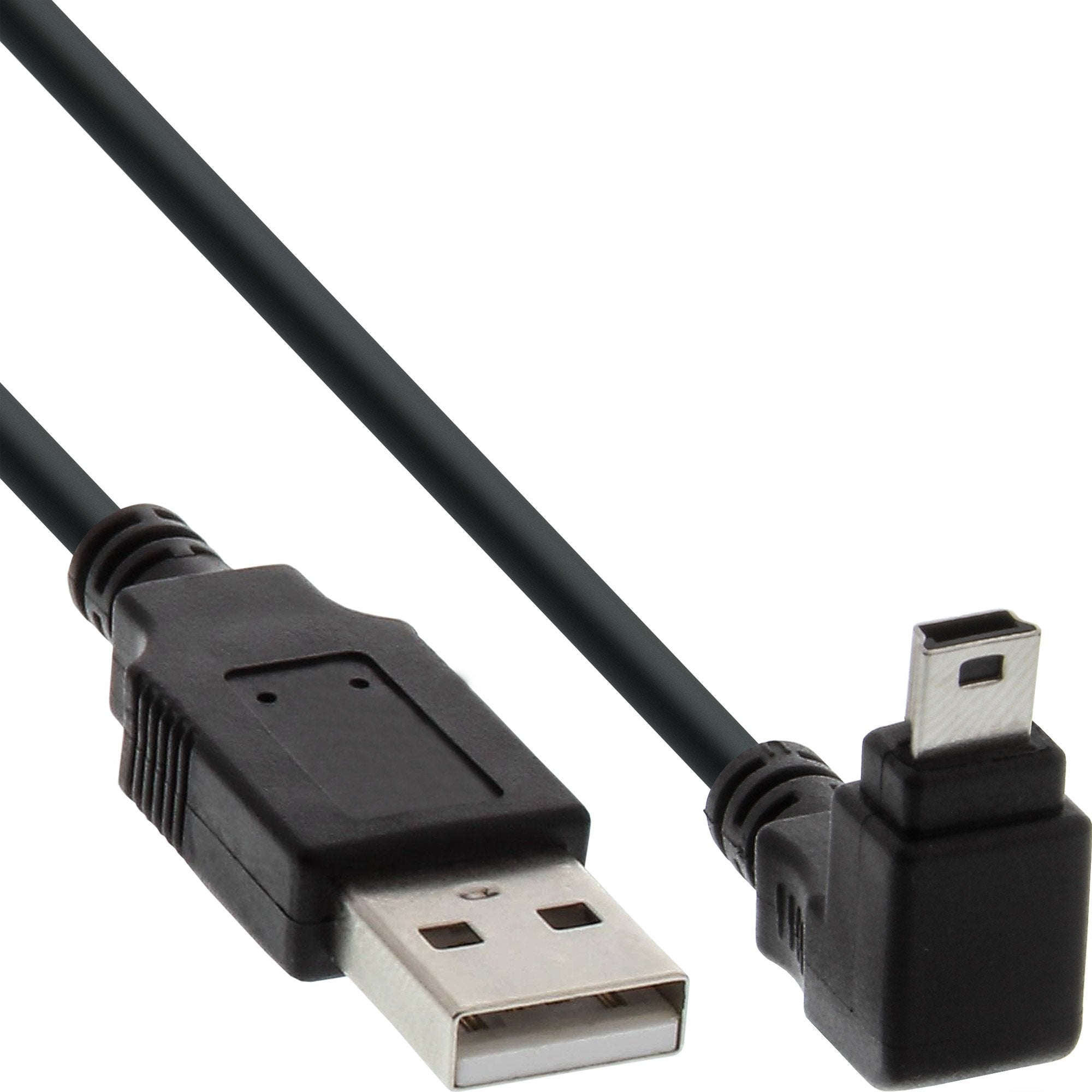 Inline Usb Tipo A Macho A Mini-Usb Macho 5 Pines Hacia Abajo En Ángulo De 90° Negro 1m