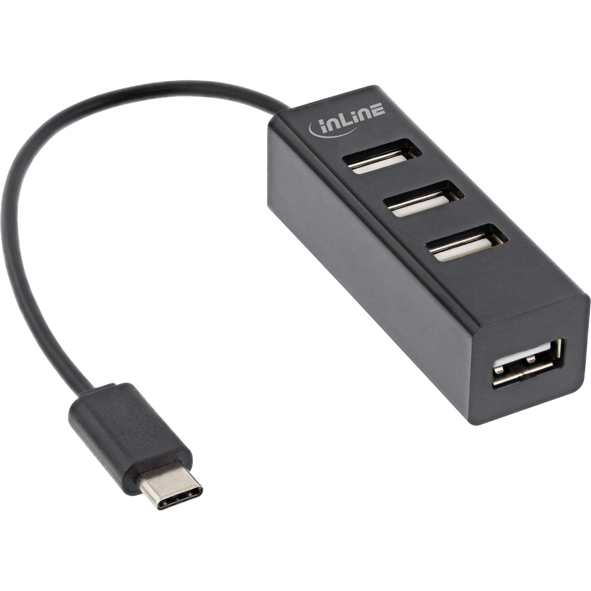 Inline® Usb 2.0, 4-Port Hub, Usb-C Macho A 4x Usb-A Female, Black, 15cm, Slim Design