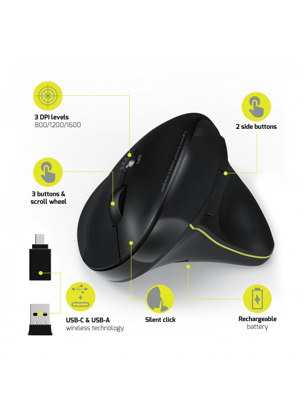 Port Designs 900706-Bt Ratón Mano Derecha Rf Wireless + Bluetooth Óptico 1600 Dpi
