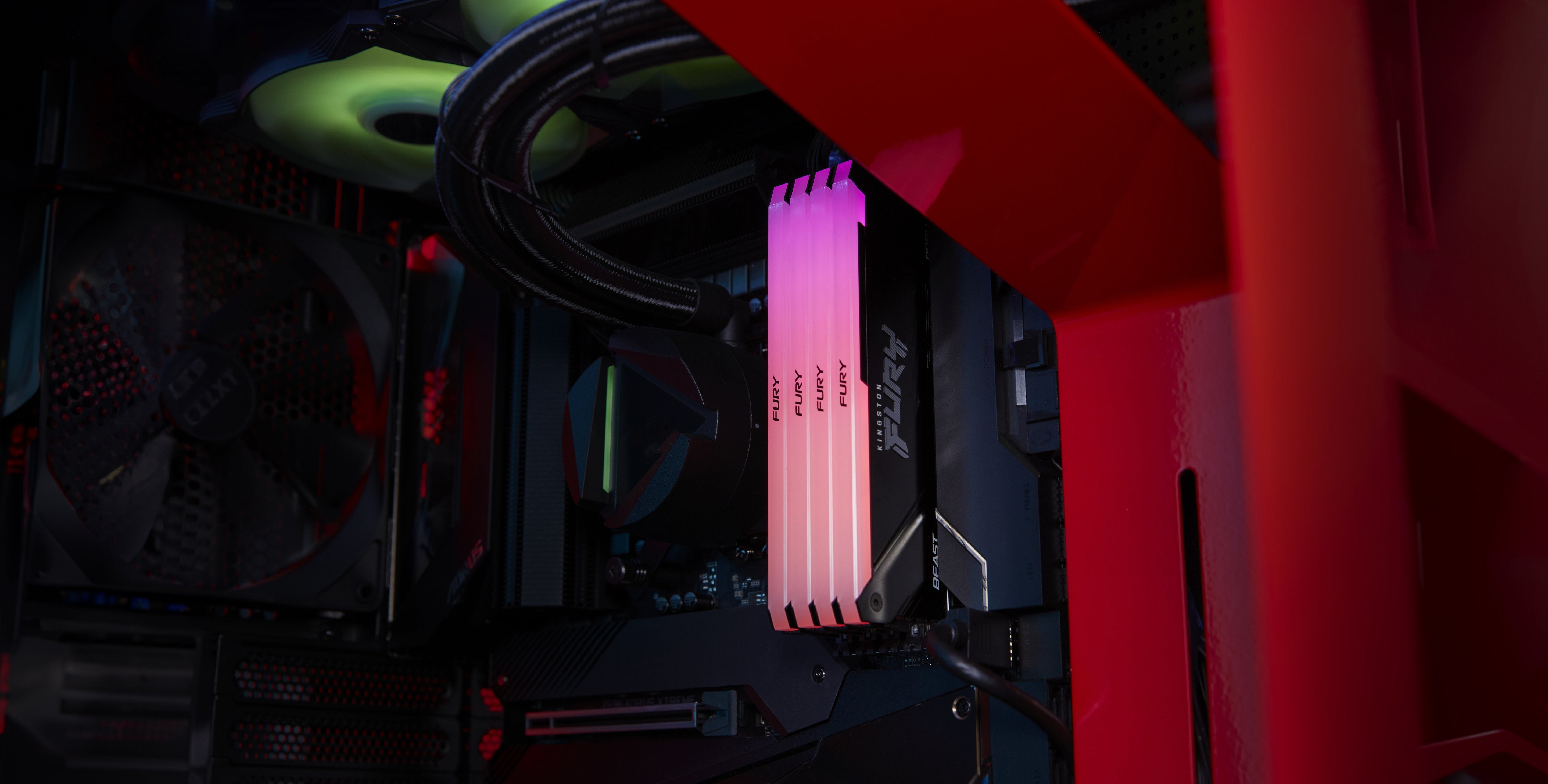 Memoria  Kingston Fury Dimm Ddr4 32 Gb 3200 (4x 8 Gb) Kf432c16bb2ak4/32, Beast Rgb, Intel Xmp Kf432c16bb2ak4/32 Negro