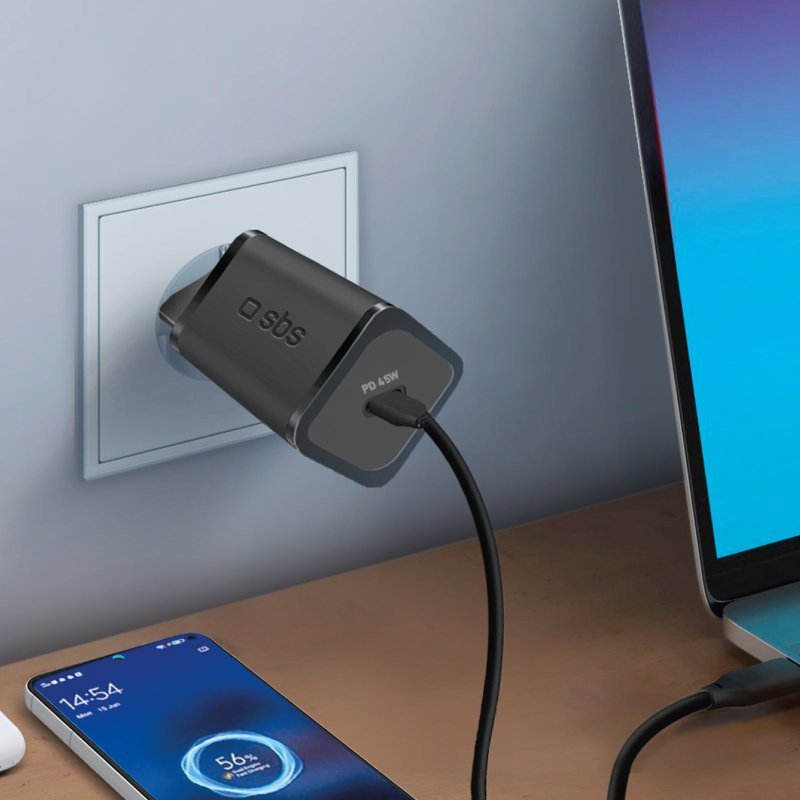 Sbs Tetrgan1c45w Cargador  Usb-C Pd 45w Negro