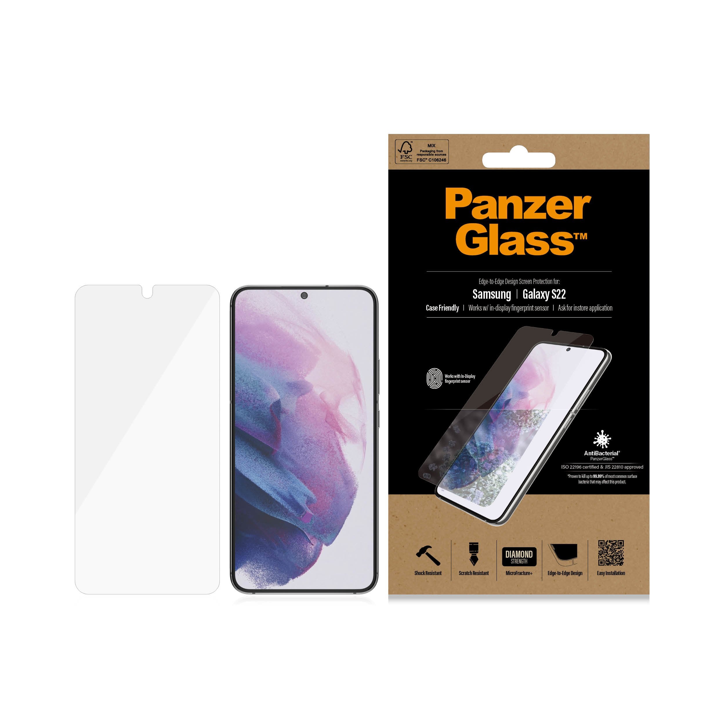 Panzerglass Samsung Galaxy S22 Case Friendly, Negro Ab