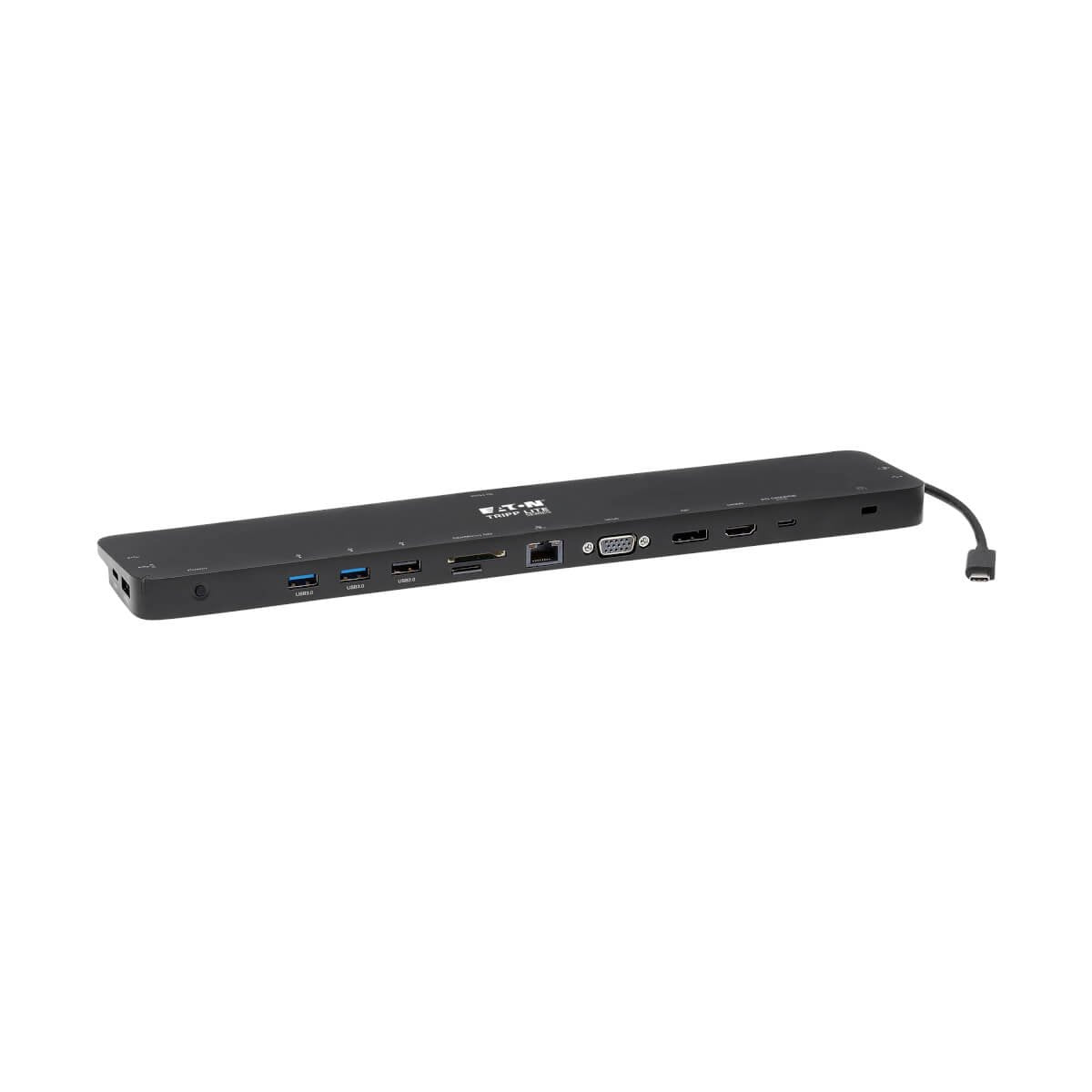 Tripp Lite U442-Dock7d-B Estación De Conexión Usb C, Pantalla Triple - 4k Hdmi Y Dp, Vga, Usb 3.2 Gen 1, Hub Usb A Y Usb C, Gbe, Carga Pd De 100w, Negro