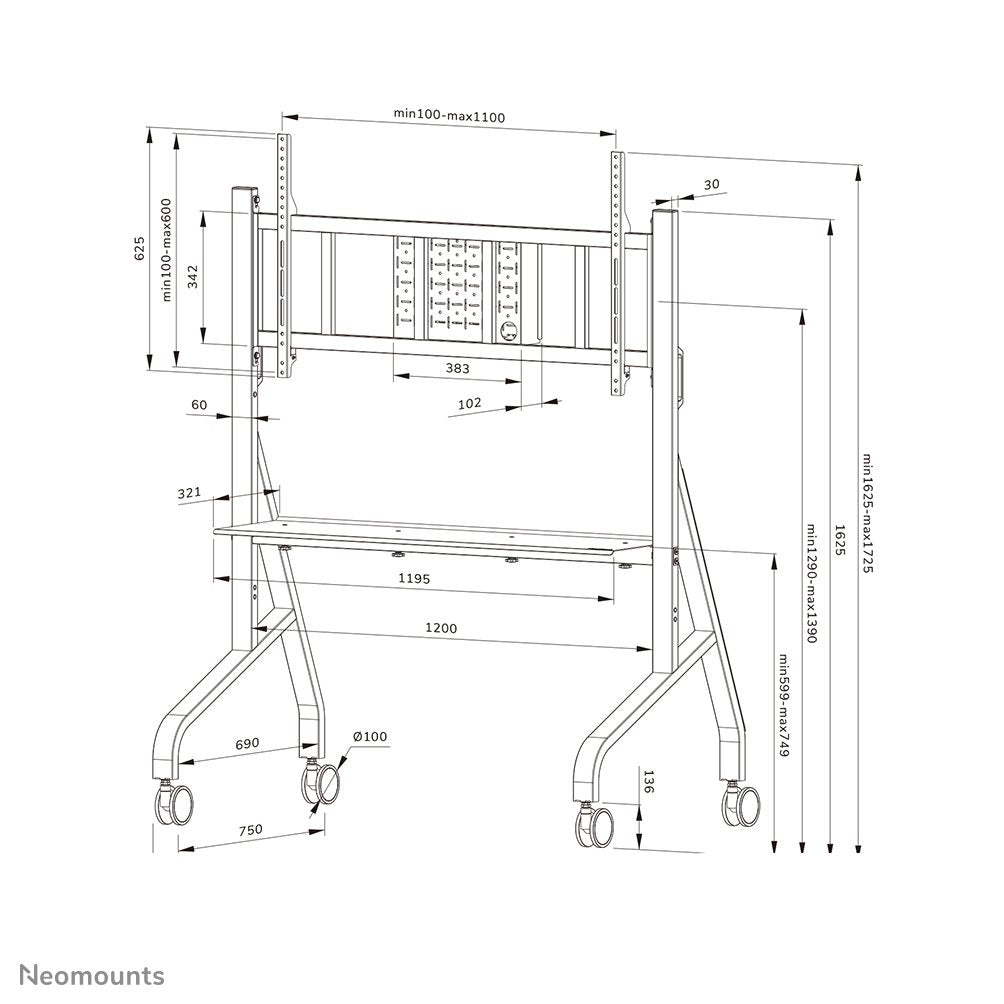 EAN 8717371443092 - Neomounts FL50-575BL1 mueble y soporte para dispositivo multimedia Negro Carro/soporte de suelo con rueda imagen 19