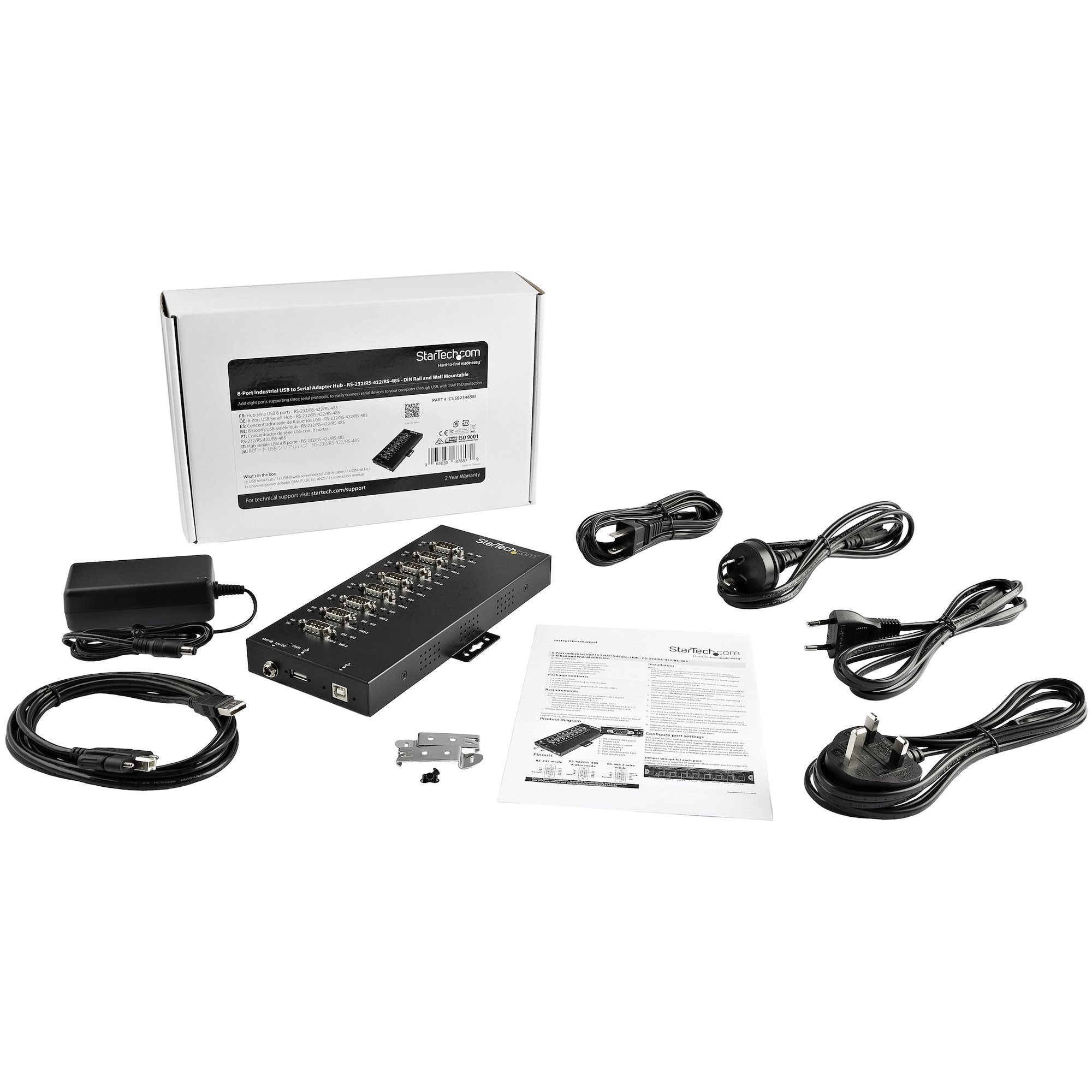 Startech.Com Adaptador Industrial Usb A 8 Puertos Serie Db9 Rs232 Rs422 Rs485 Con Protección Esd De 15kv - Cable Conversor Usb A Serial