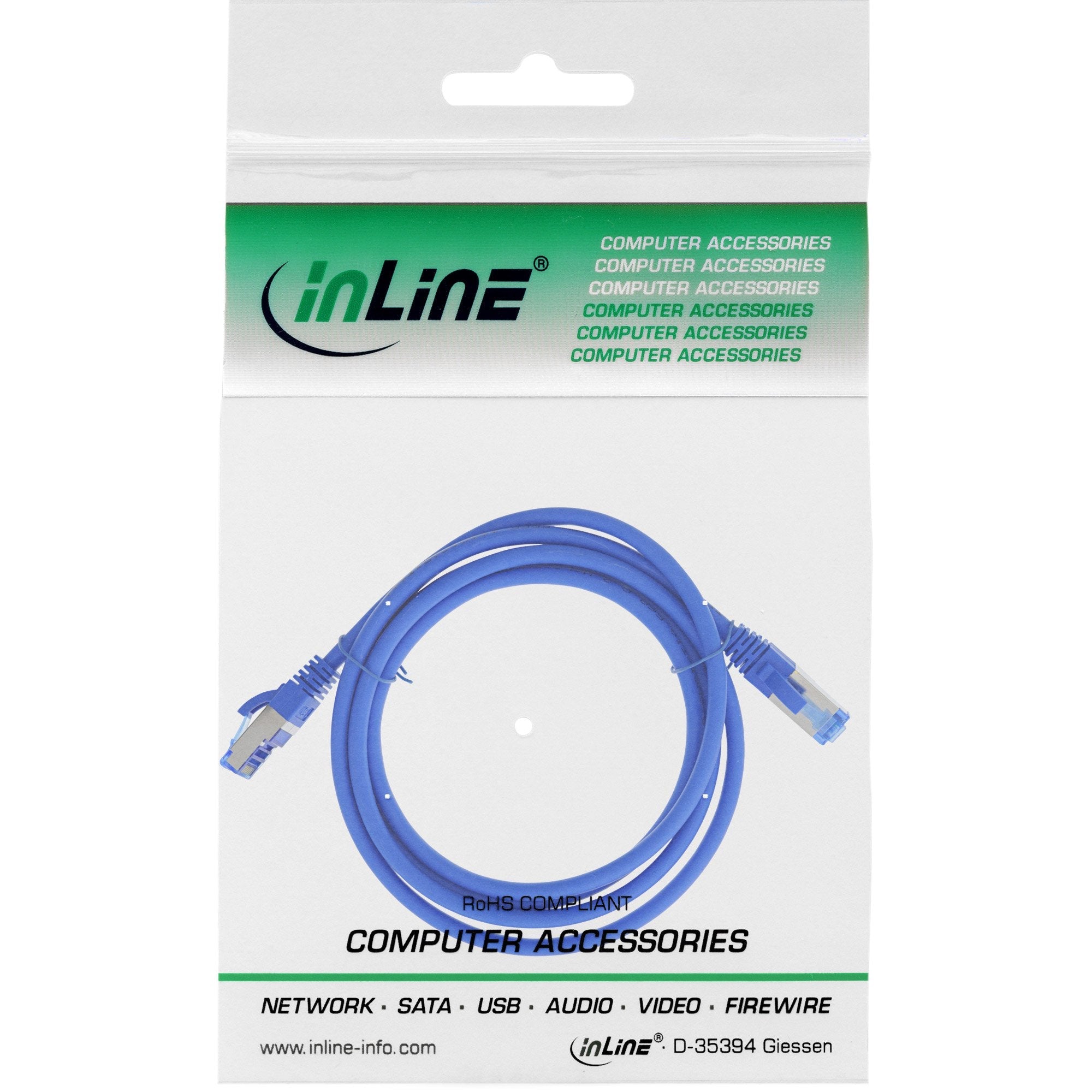 Cable De Red Inline S/Ftp Pimf Cat.6a Libre De Halógenos 500mhz Azul 0.5m